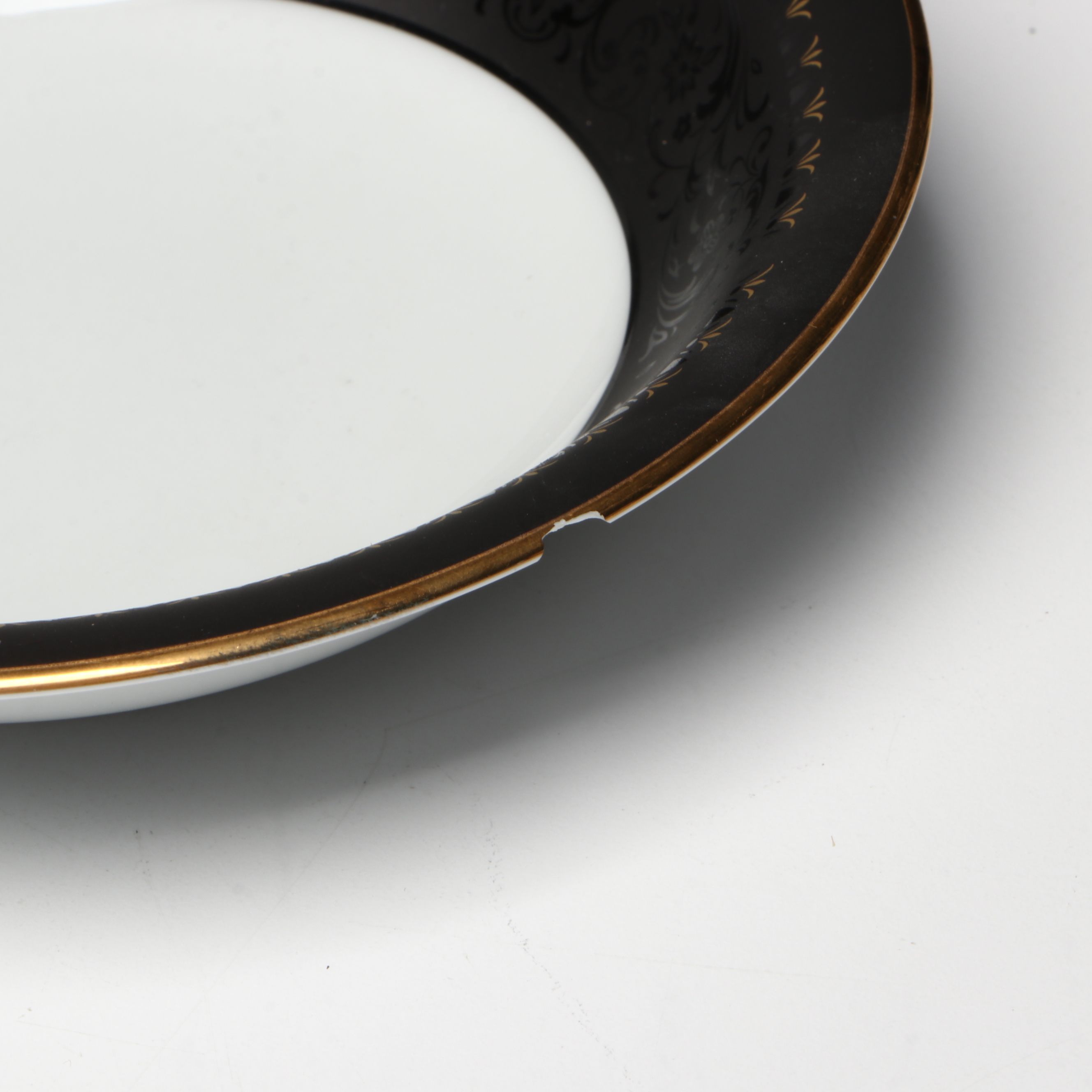 Noritake "Benedicta" Black Jacquard Rimmed Japanese Porcelain Dinnerware