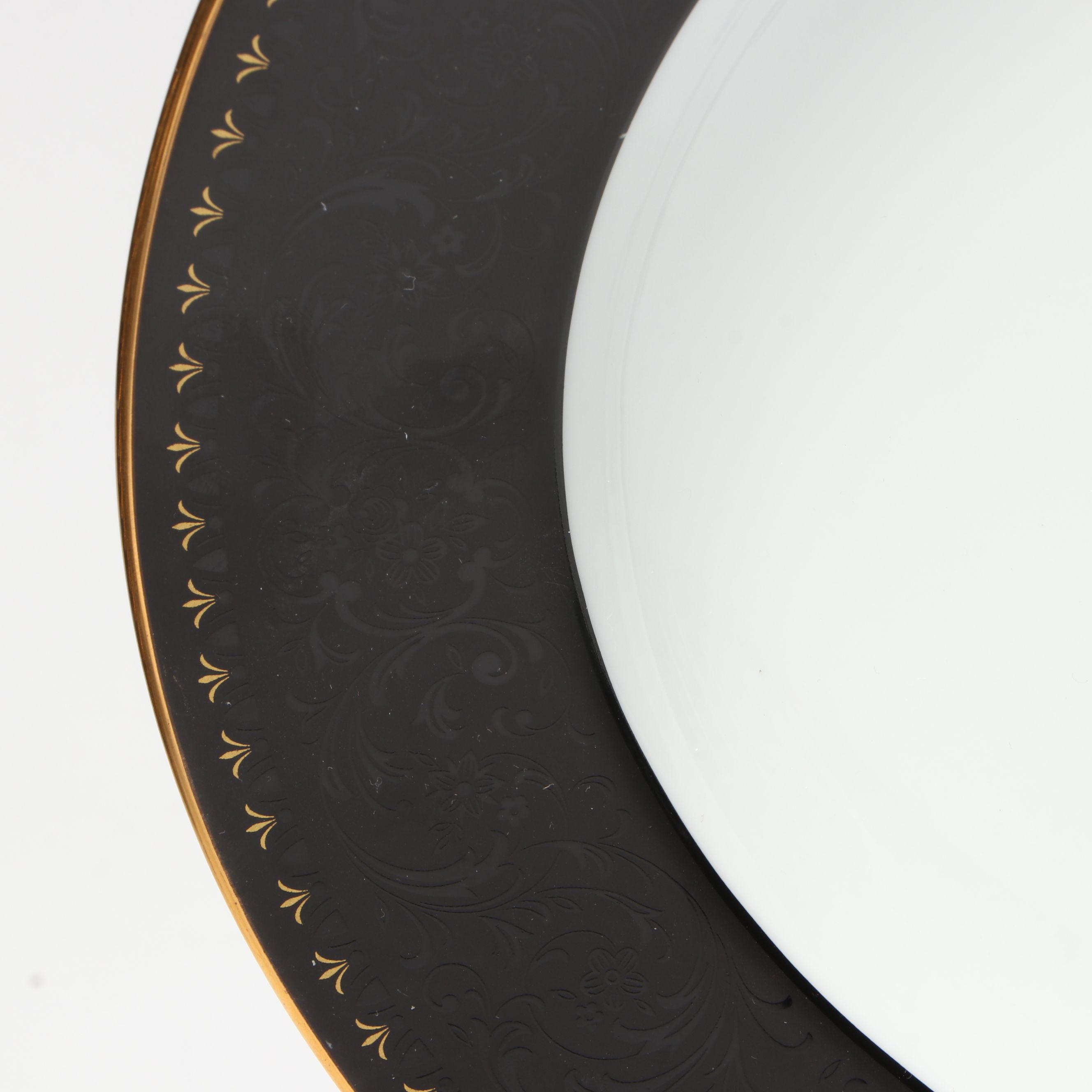 Noritake "Benedicta" Black Jacquard Rimmed Japanese Porcelain Dinnerware
