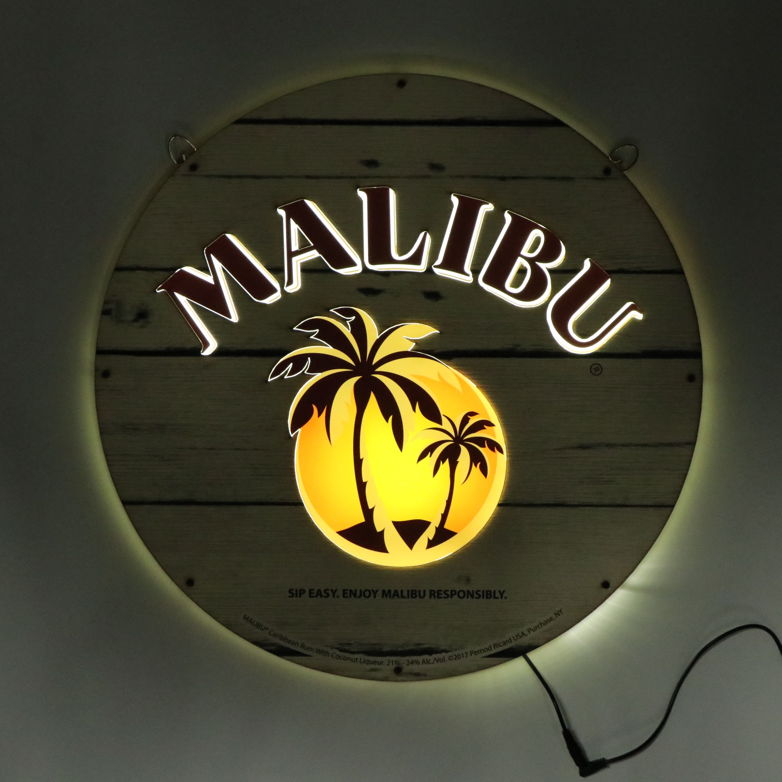 Lighted Round Malibu Rum Sign
