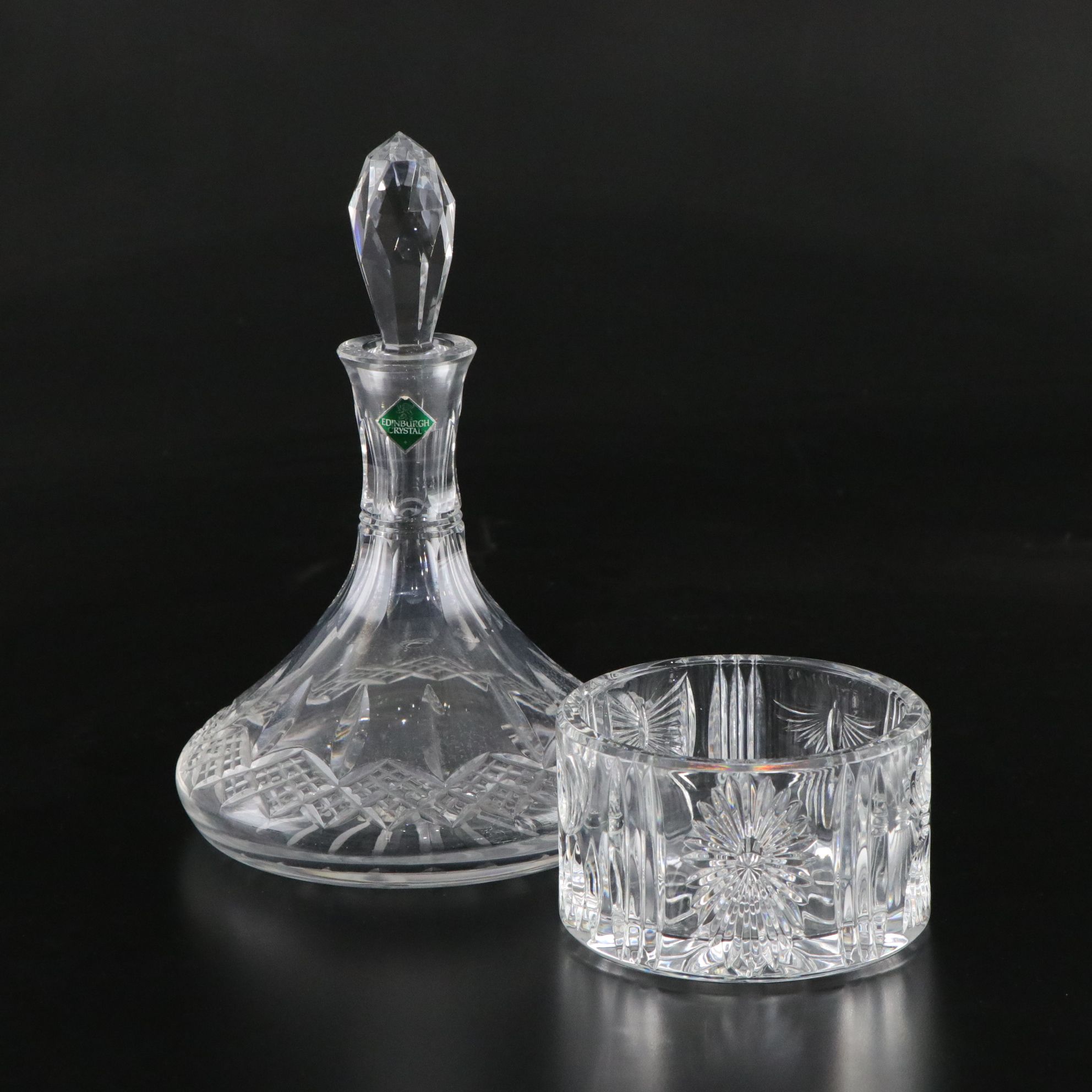 Waterford Crystal "Millennium" Bowl and Edinburgh Crystal "Ships" Decanter