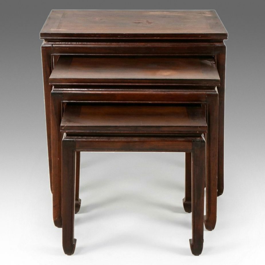 Chinese Export Style Wooden Nesting Tables, Mid to Late 20th C.