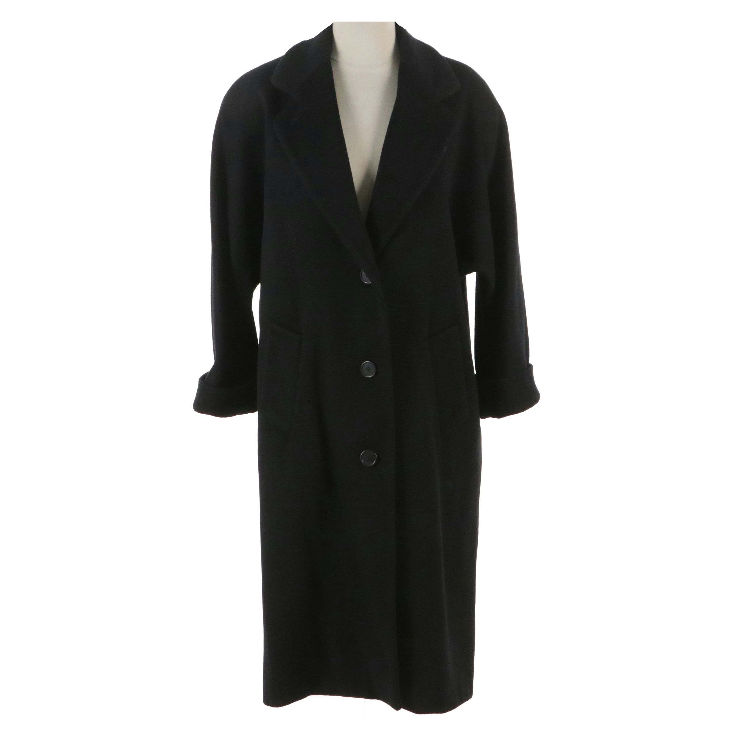 Bill Blass Signature Black Wool Coat
