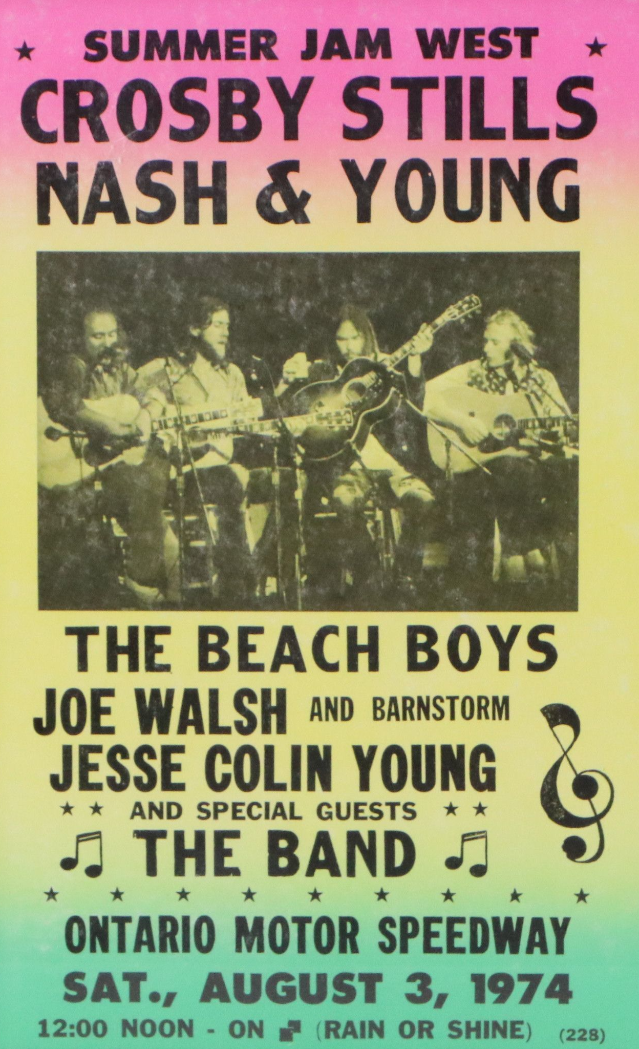 Summer Jam West Featuring Crosby, Stills, Nash & Young Screenprint Poster, 1974