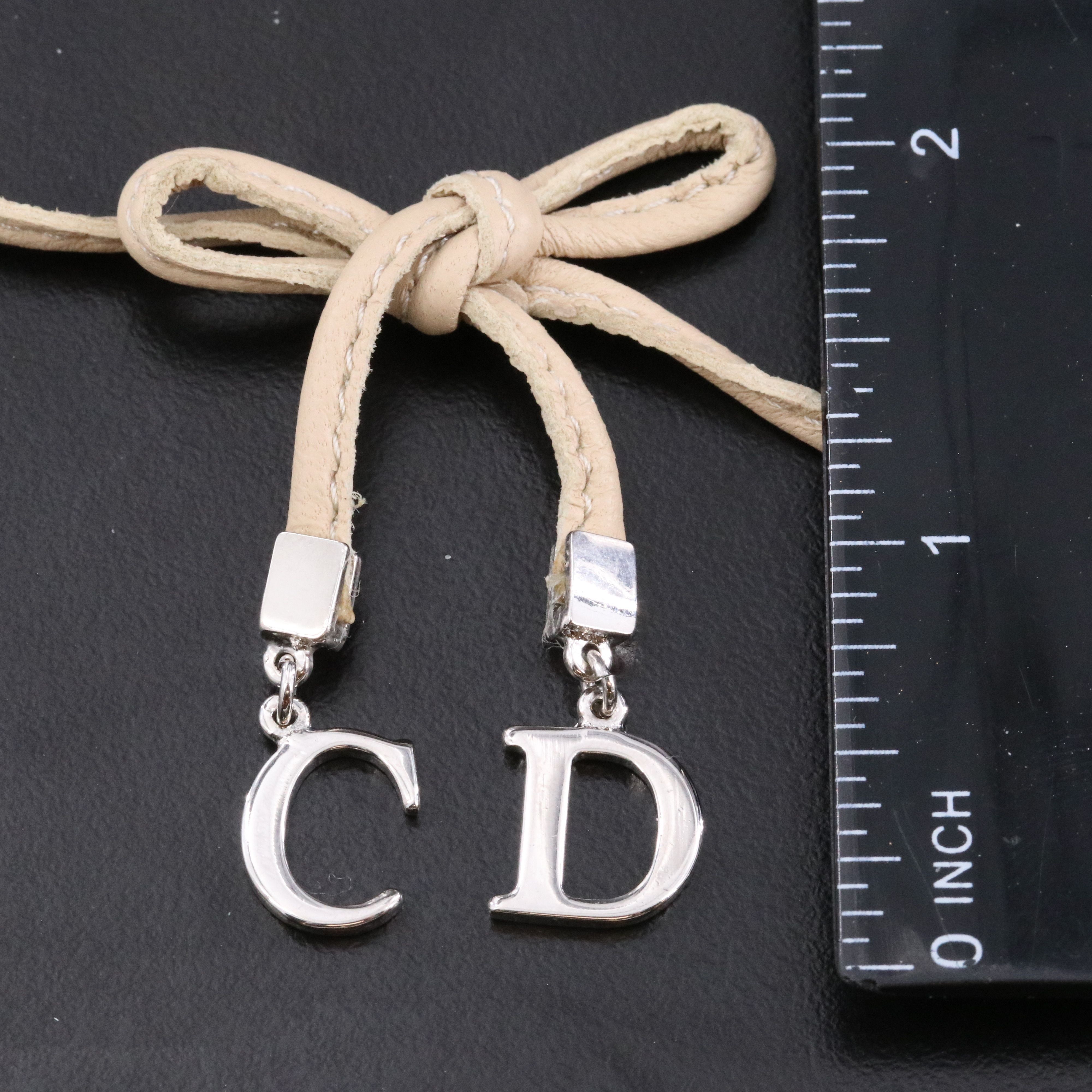 Christian Dior CD Leather Bow Choker Necklace
