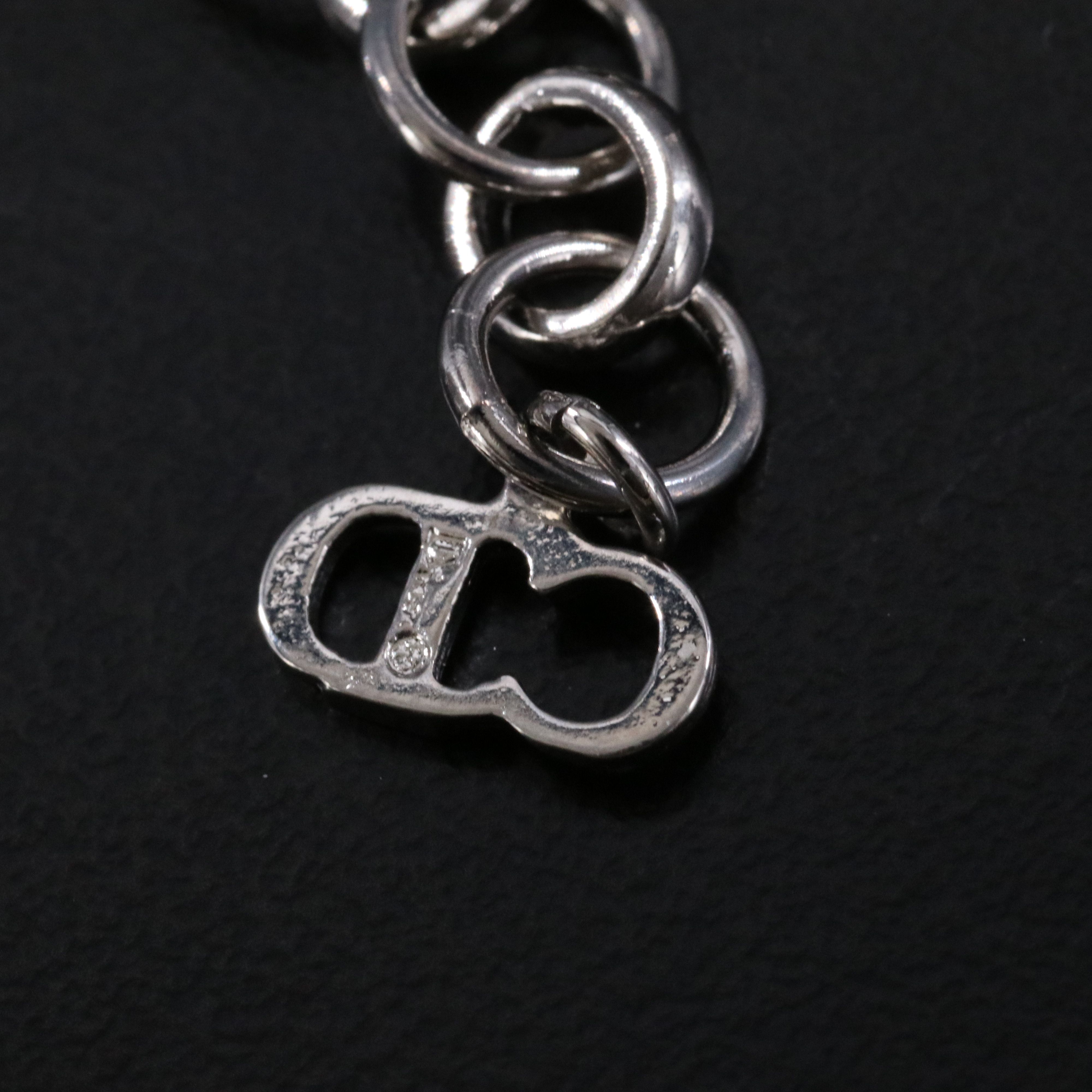 Christian Dior CD Leather Bow Choker Necklace