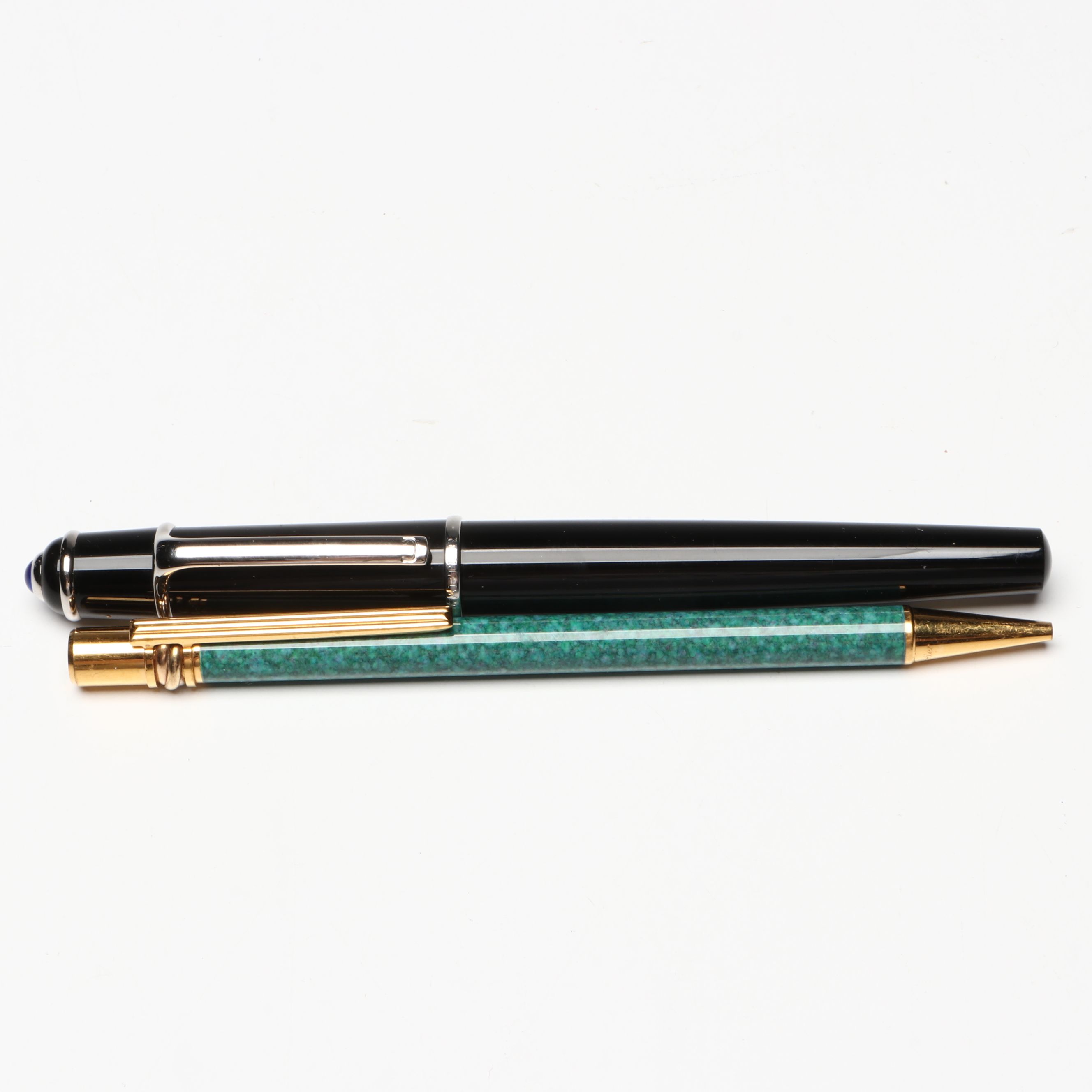 Cartier "Diabolo" Pen with Blue Cabochon and Other Vintage Ballpoint Pen