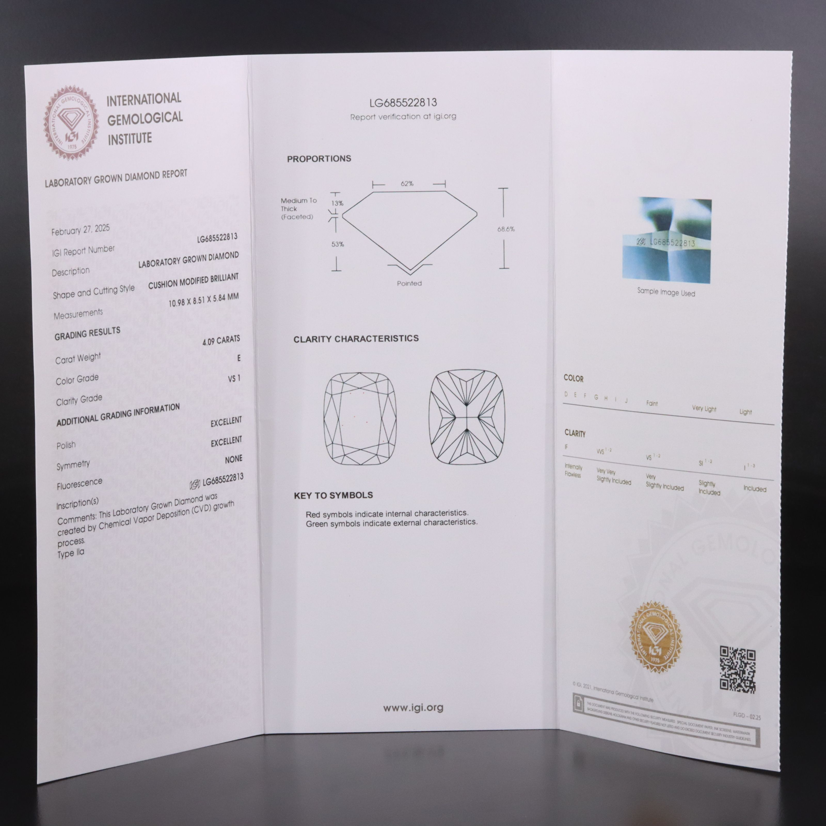 14K 4.09 CT Lab Grown Diamond Solitaire Ring with IGI Report