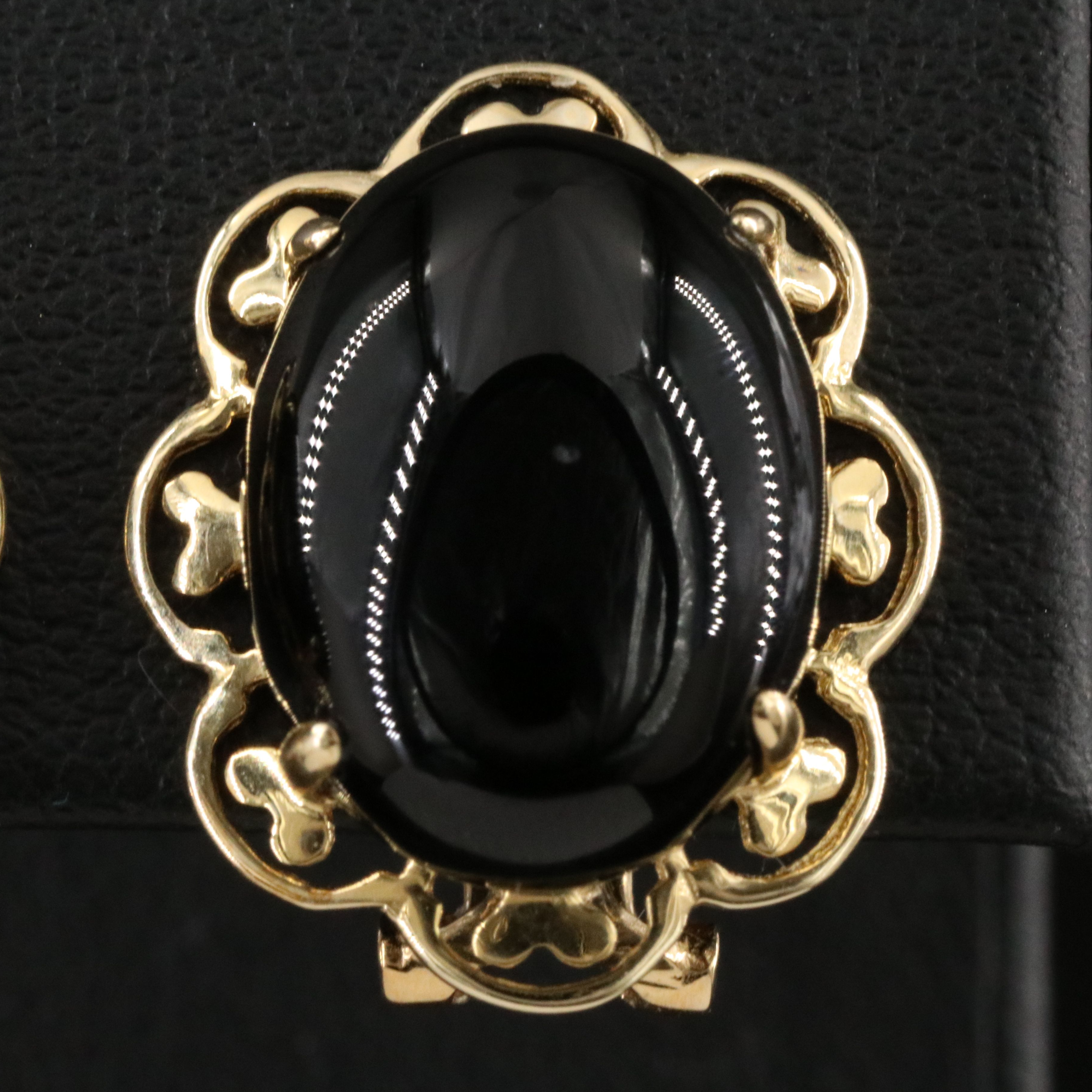 14K Black Onyx Button Earrings