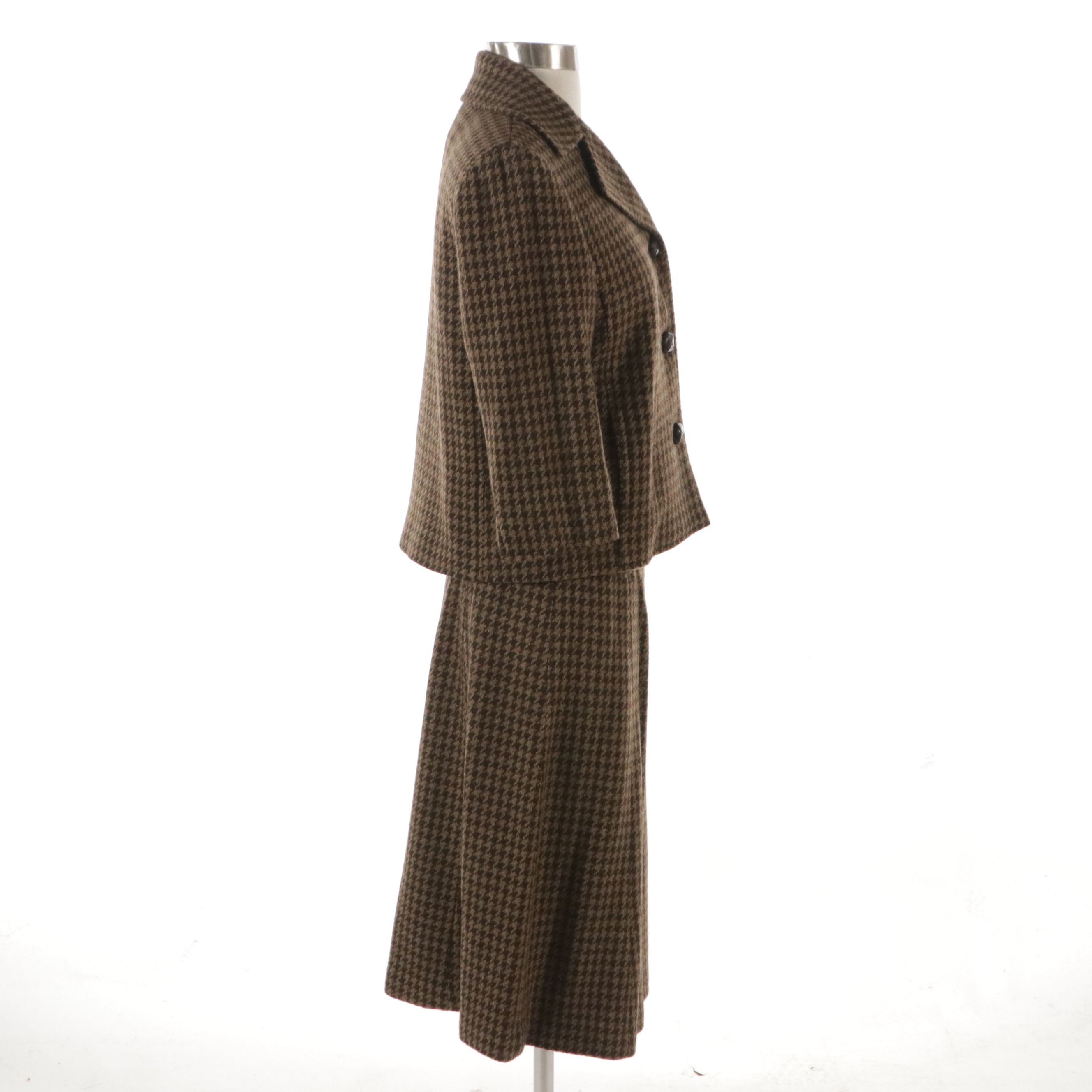 Lauren Ralph Lauren Houndstooth Wool Skirt Suit and Silk/Cashmere Knit Sweater