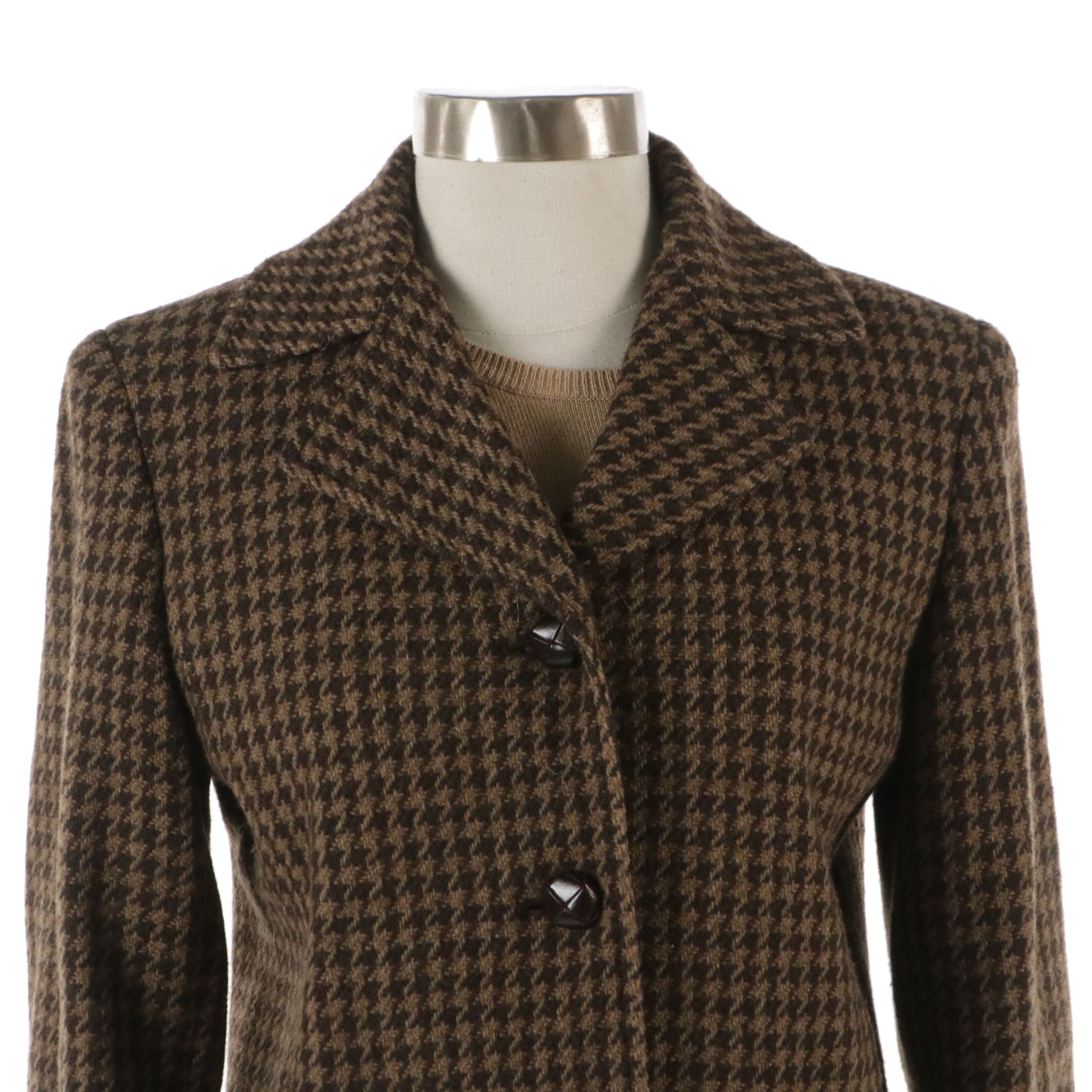 Lauren Ralph Lauren Houndstooth Wool Skirt Suit and Silk/Cashmere Knit Sweater