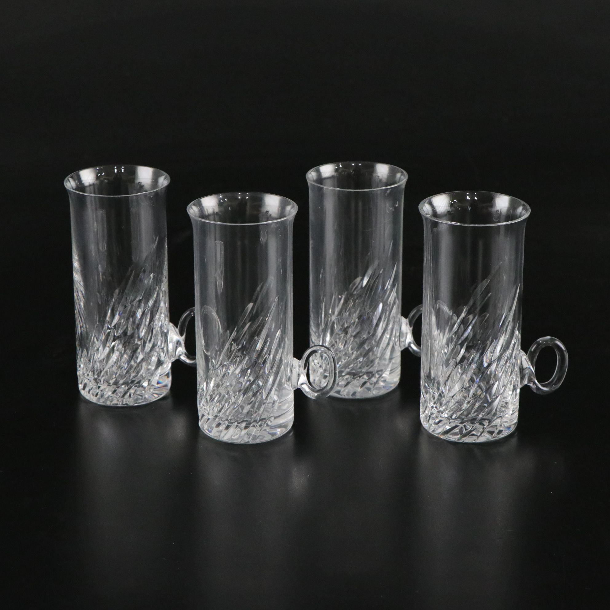 Asymmetric Cut Crystal Cylinder Mugs with Serving Bowl and Small Dish