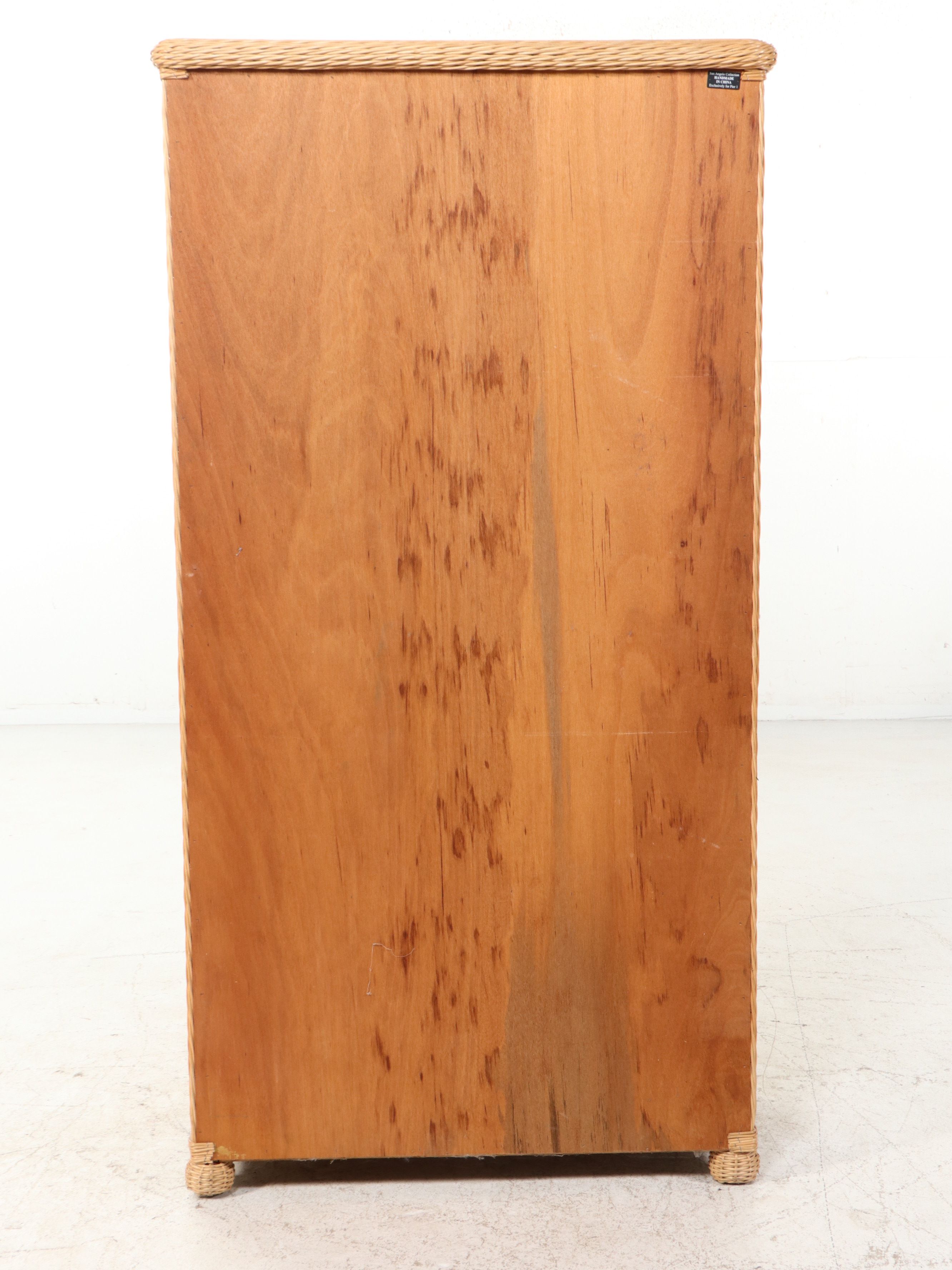 Pier 1 Imports Woven Wicker and Rattan Wardrobe Armoire, Late 20th Century