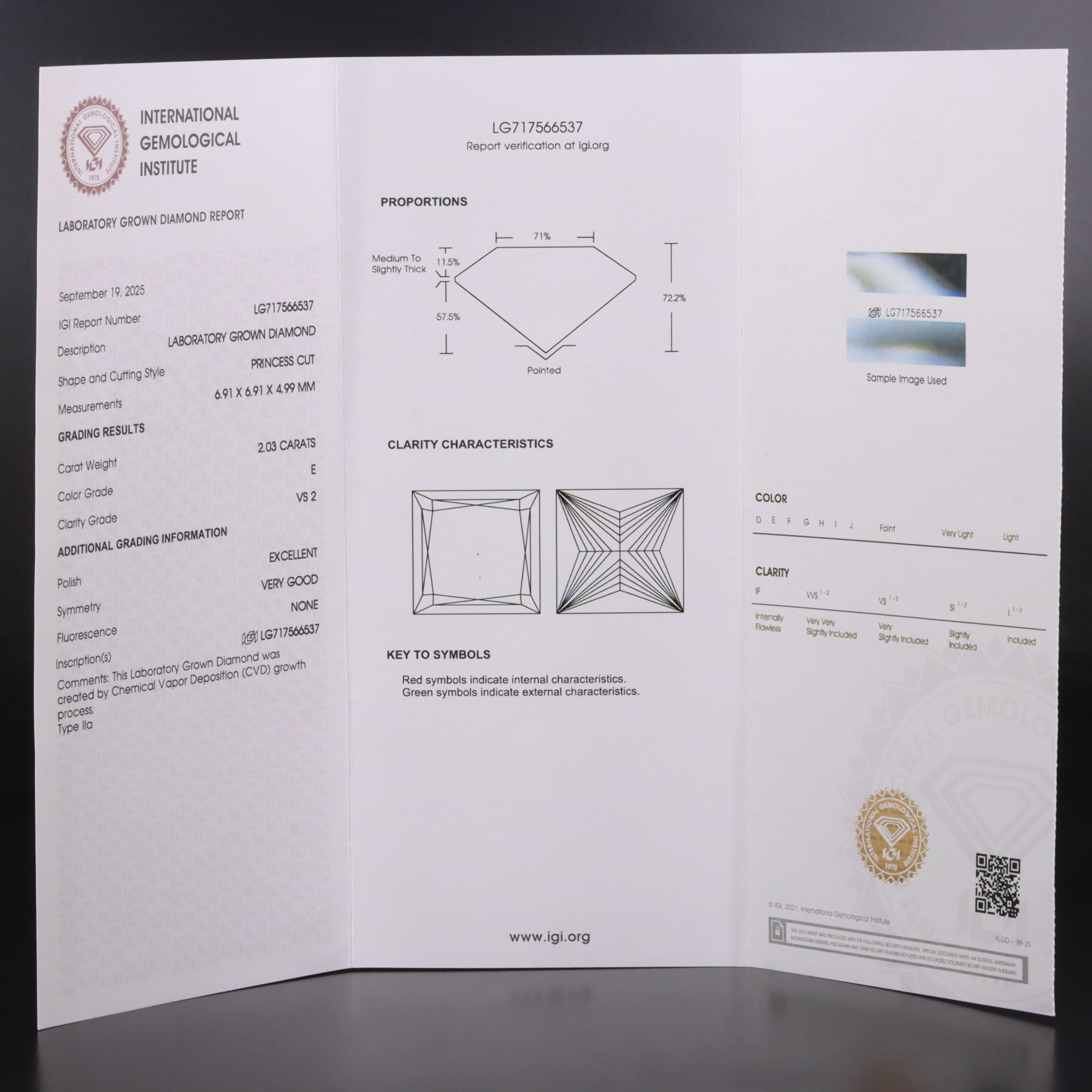 14K 2.03 CT Lab Grown Diamond Solitaire Ring with IGI Report