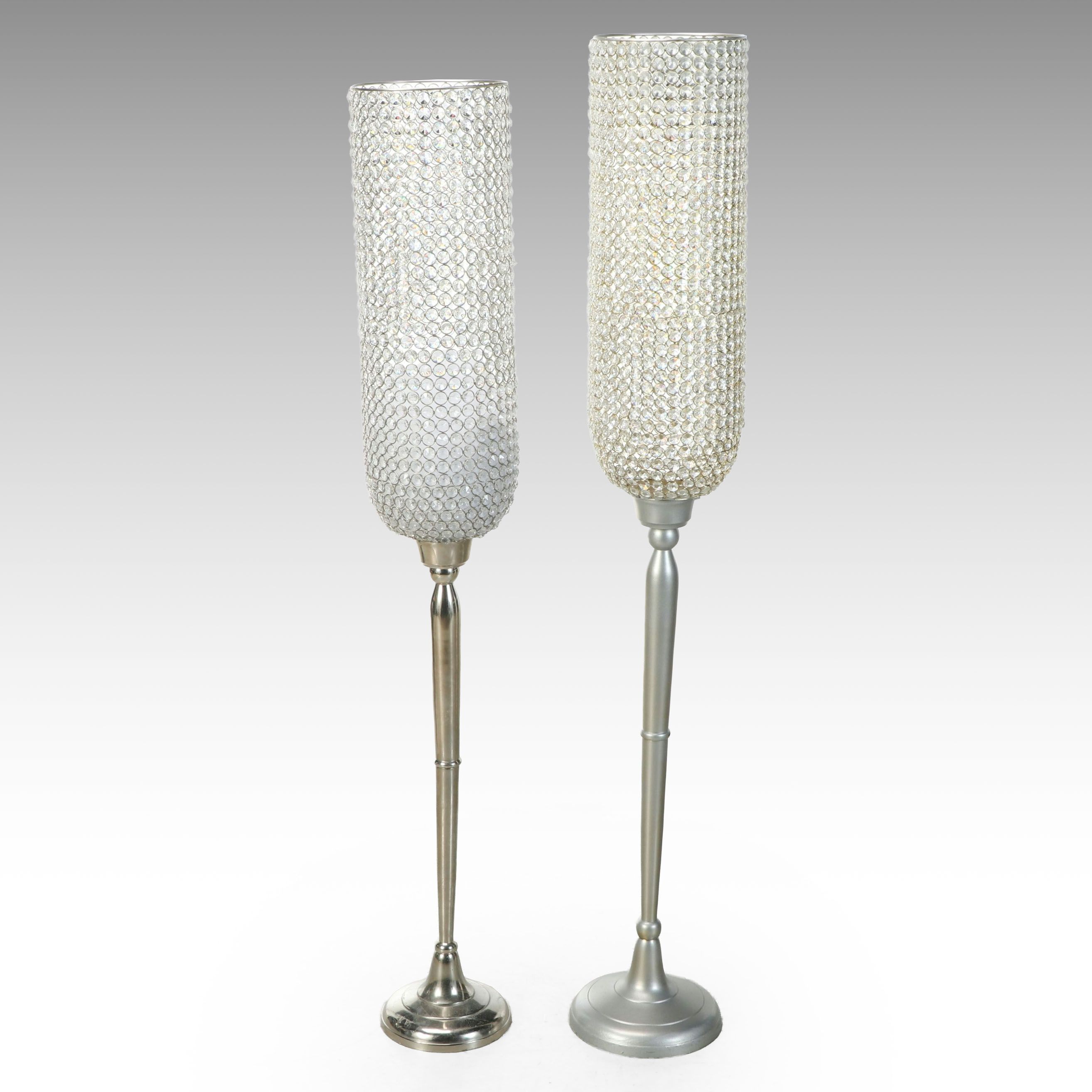 AtHome Standing Beaded Crystal Candle Holders
