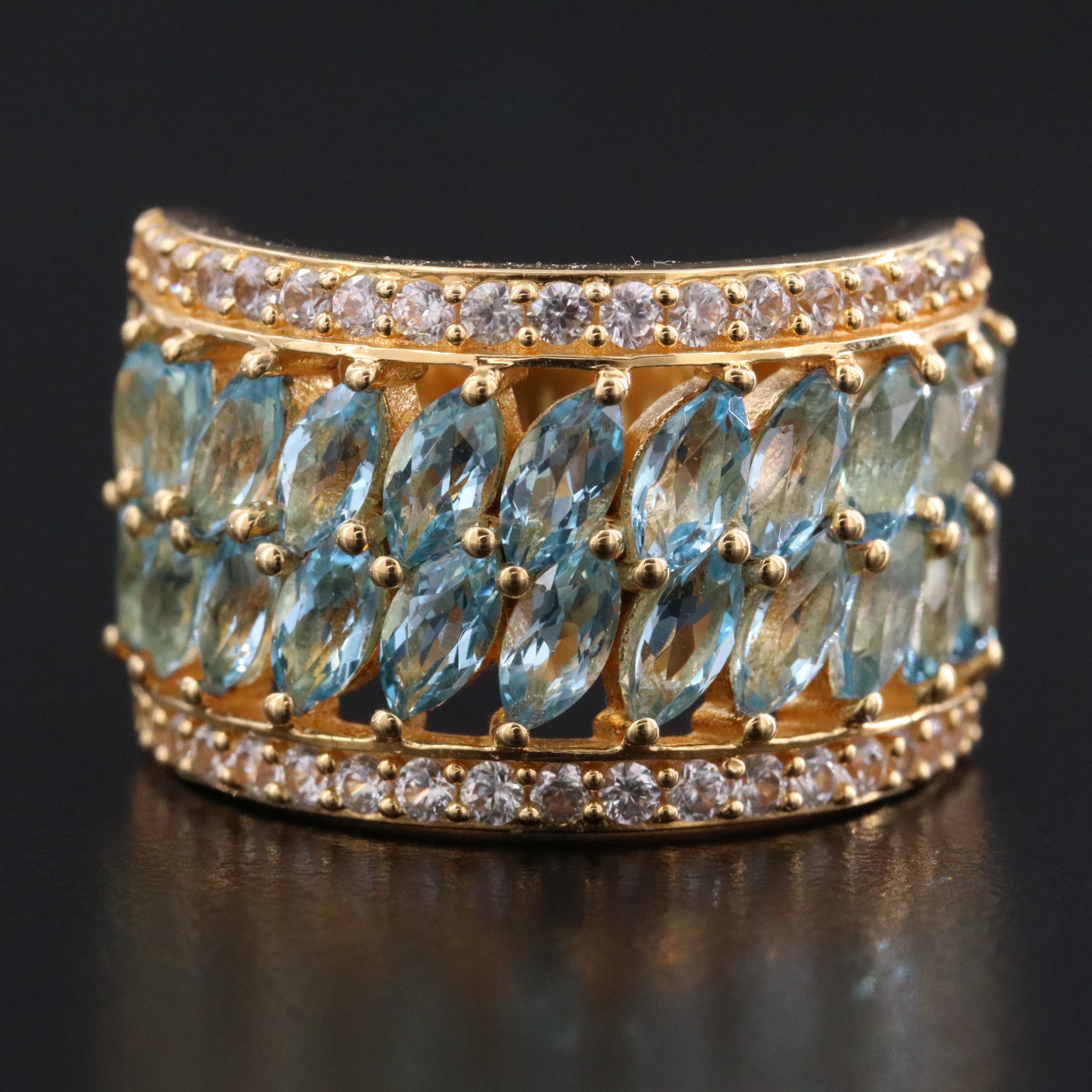 Sterling Topaz and White Topaz Band