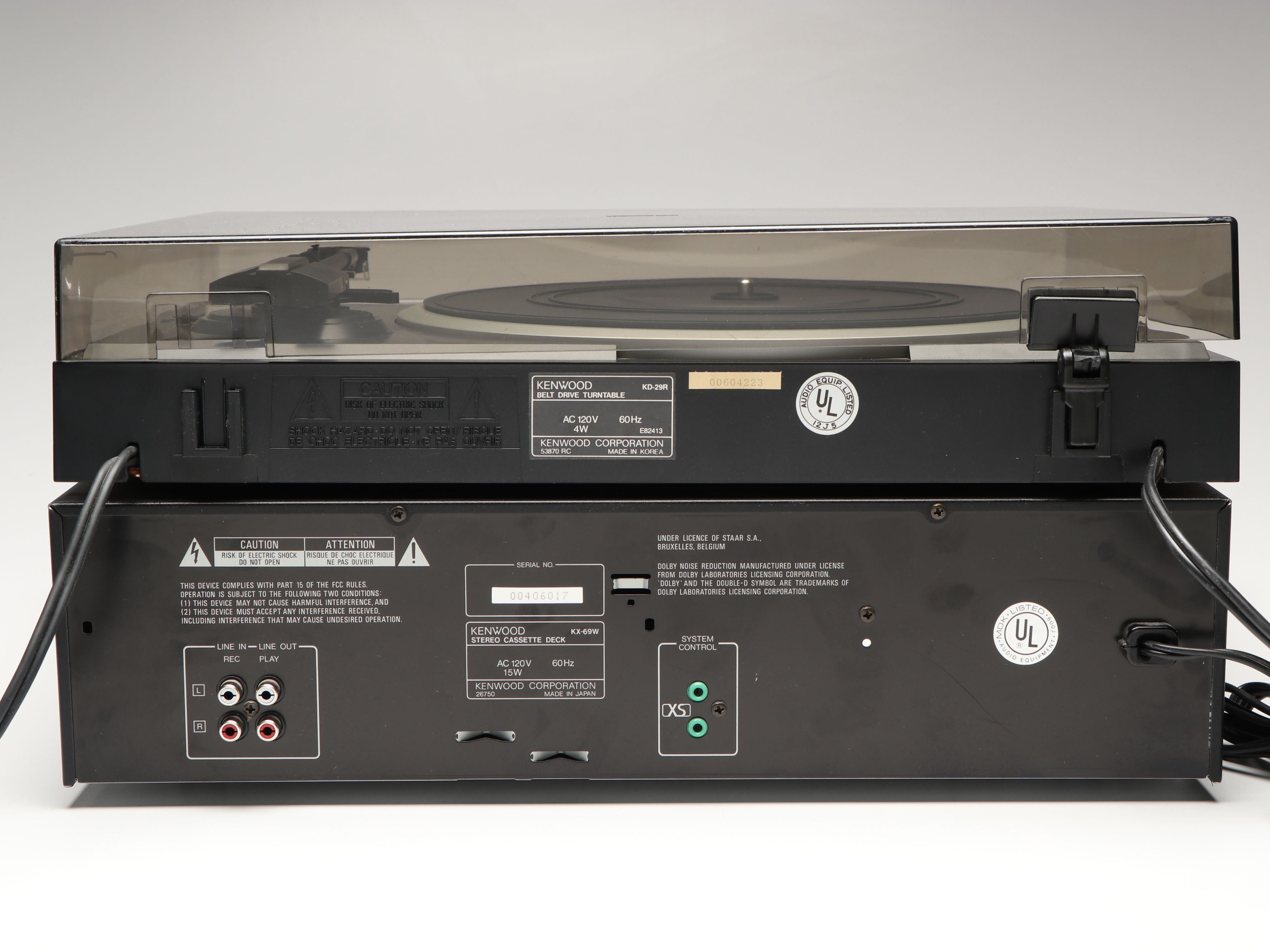 Kenwood KX-69W Cassette Deck and KD-29R Automatic Return Turntable