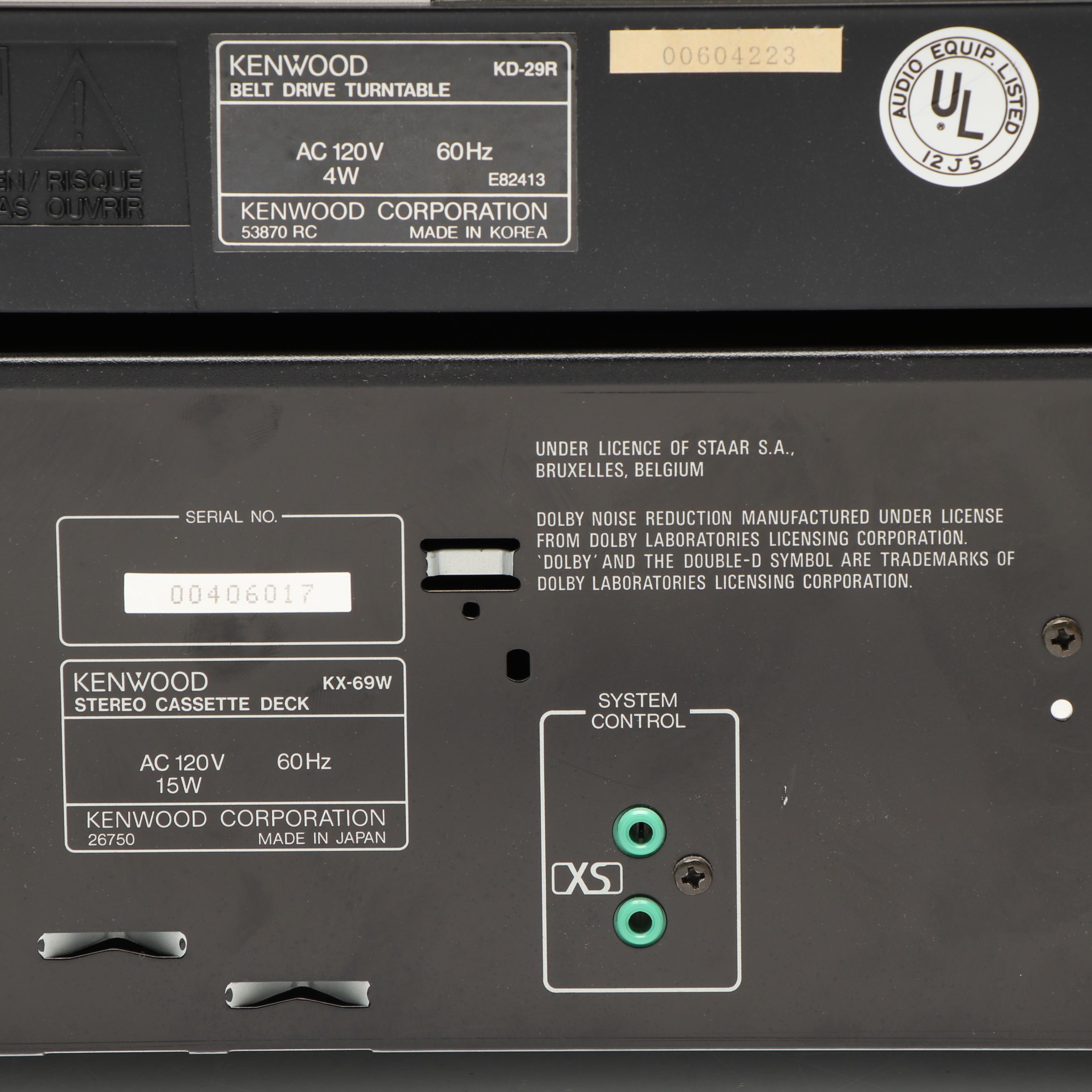 Kenwood KX-69W Cassette Deck and KD-29R Automatic Return Turntable