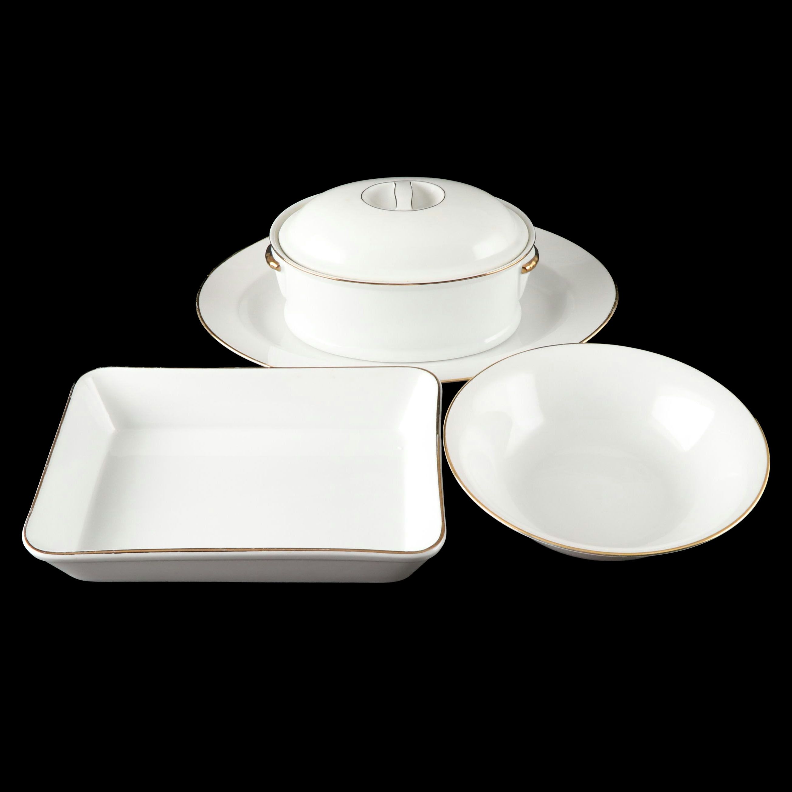 Pier 1 Gilt Trim Porcelain Dinnerware, 21st Century