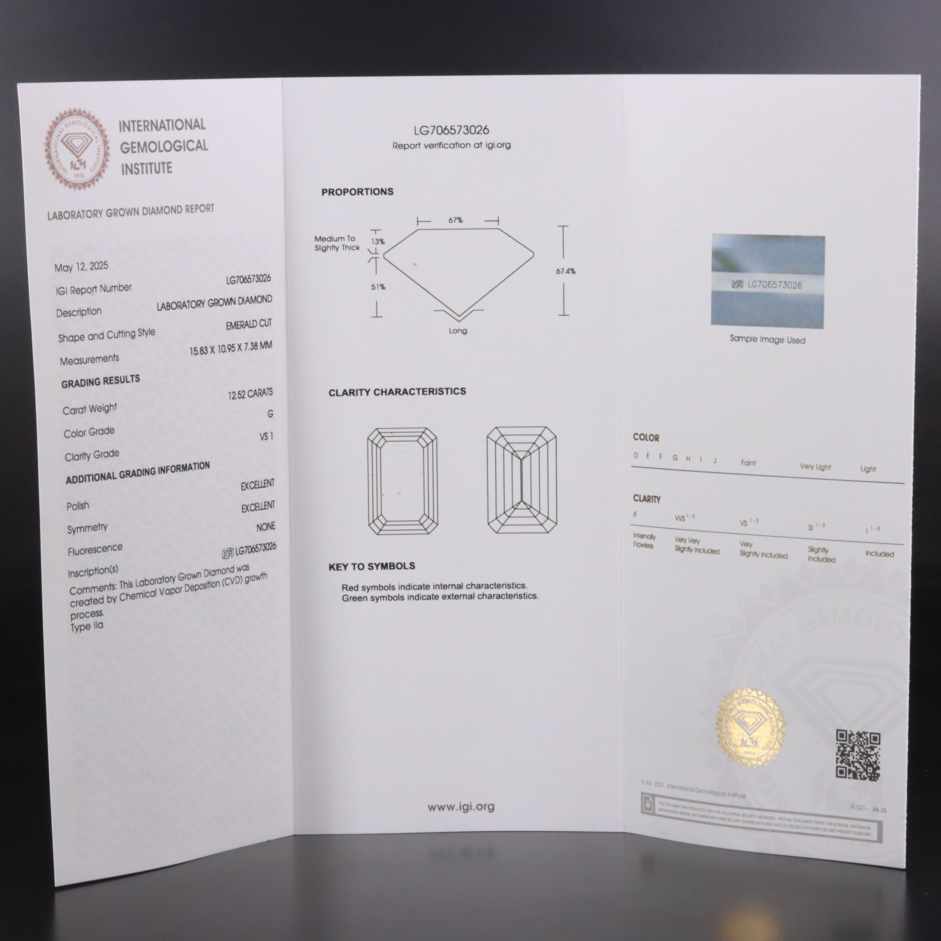 14K 12.52 CT Lab Grown Diamond Solitaire Ring with IGI Report