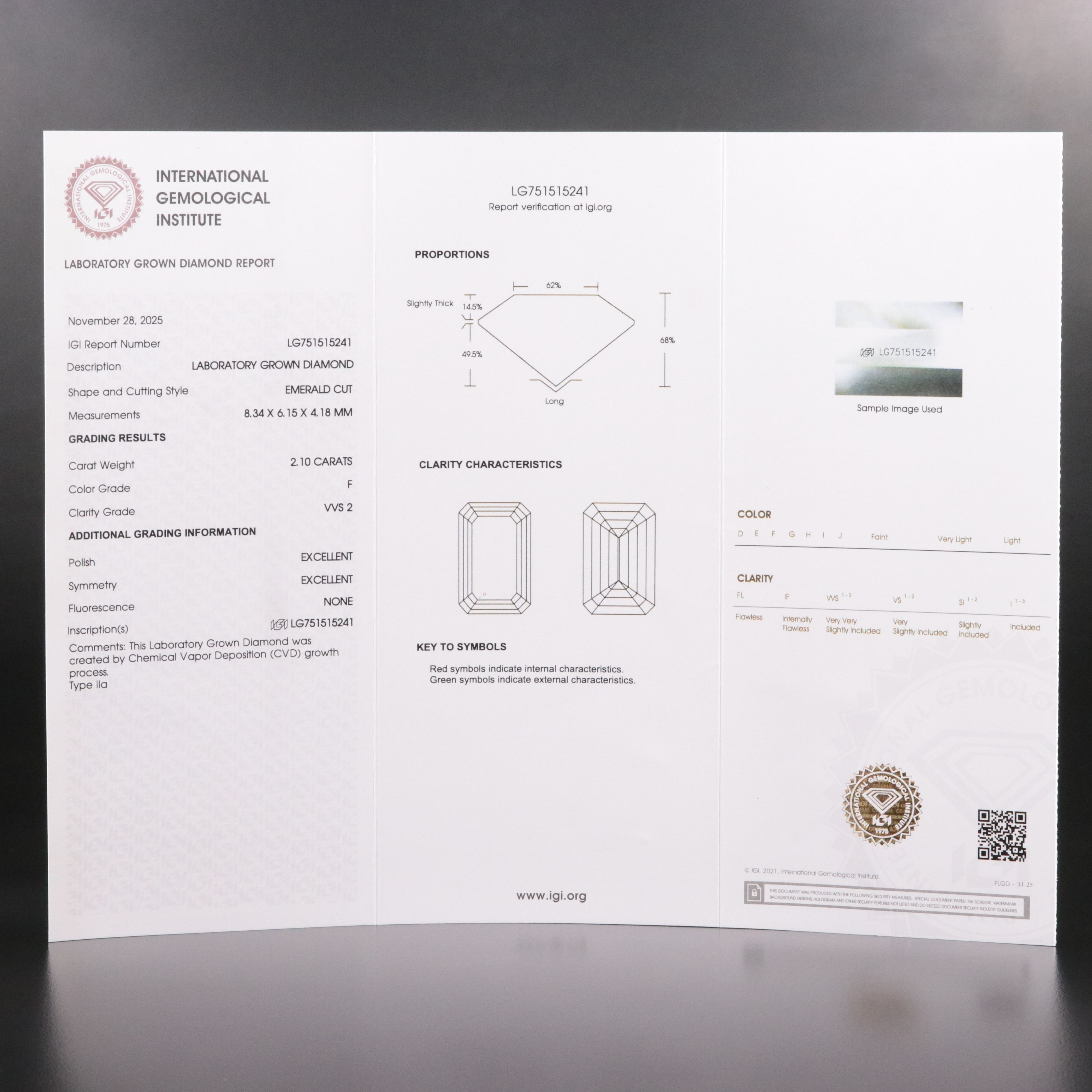 18K 2.28 CTW Lab Grown Diamond Ring with IGI Report