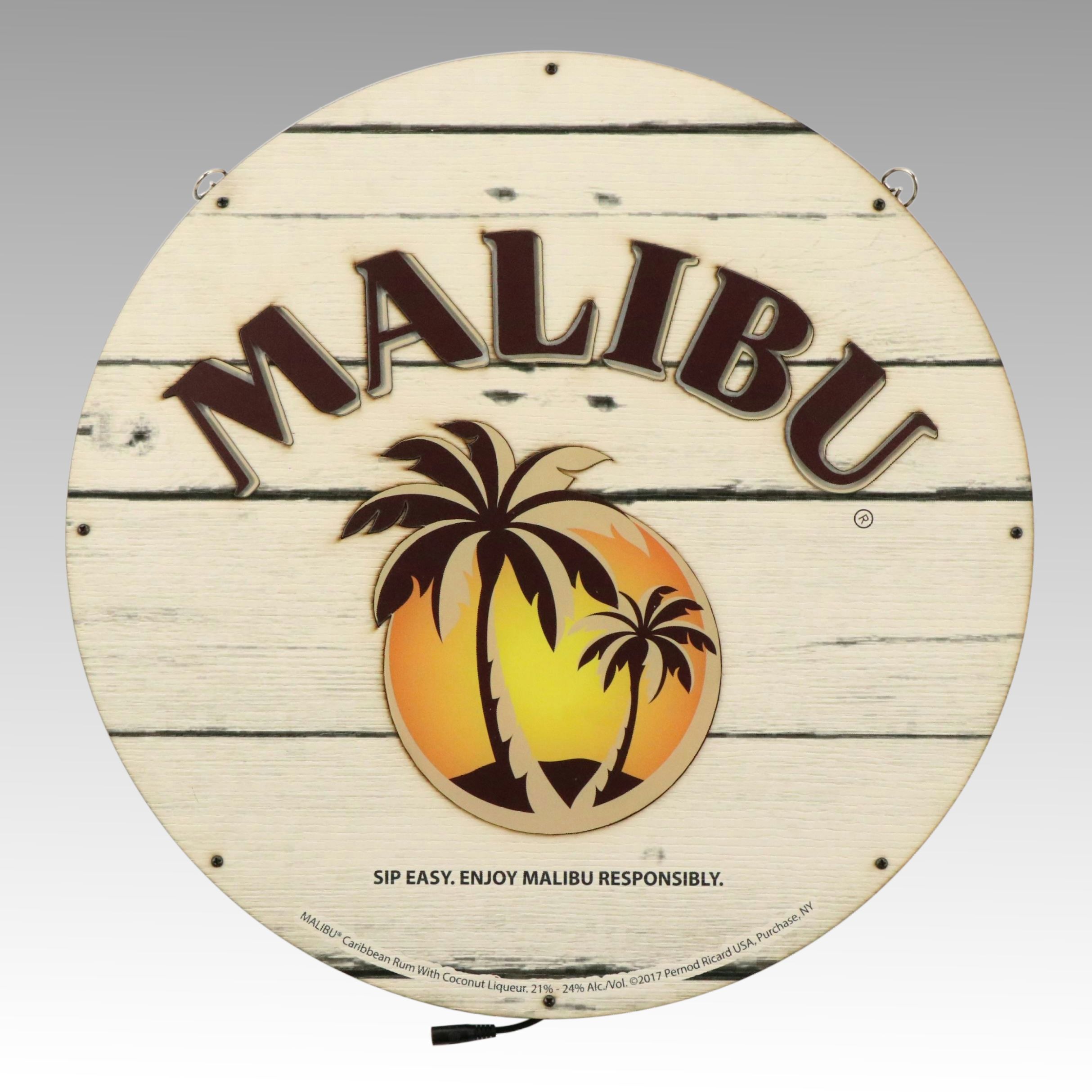 Lighted Round Malibu Rum Sign