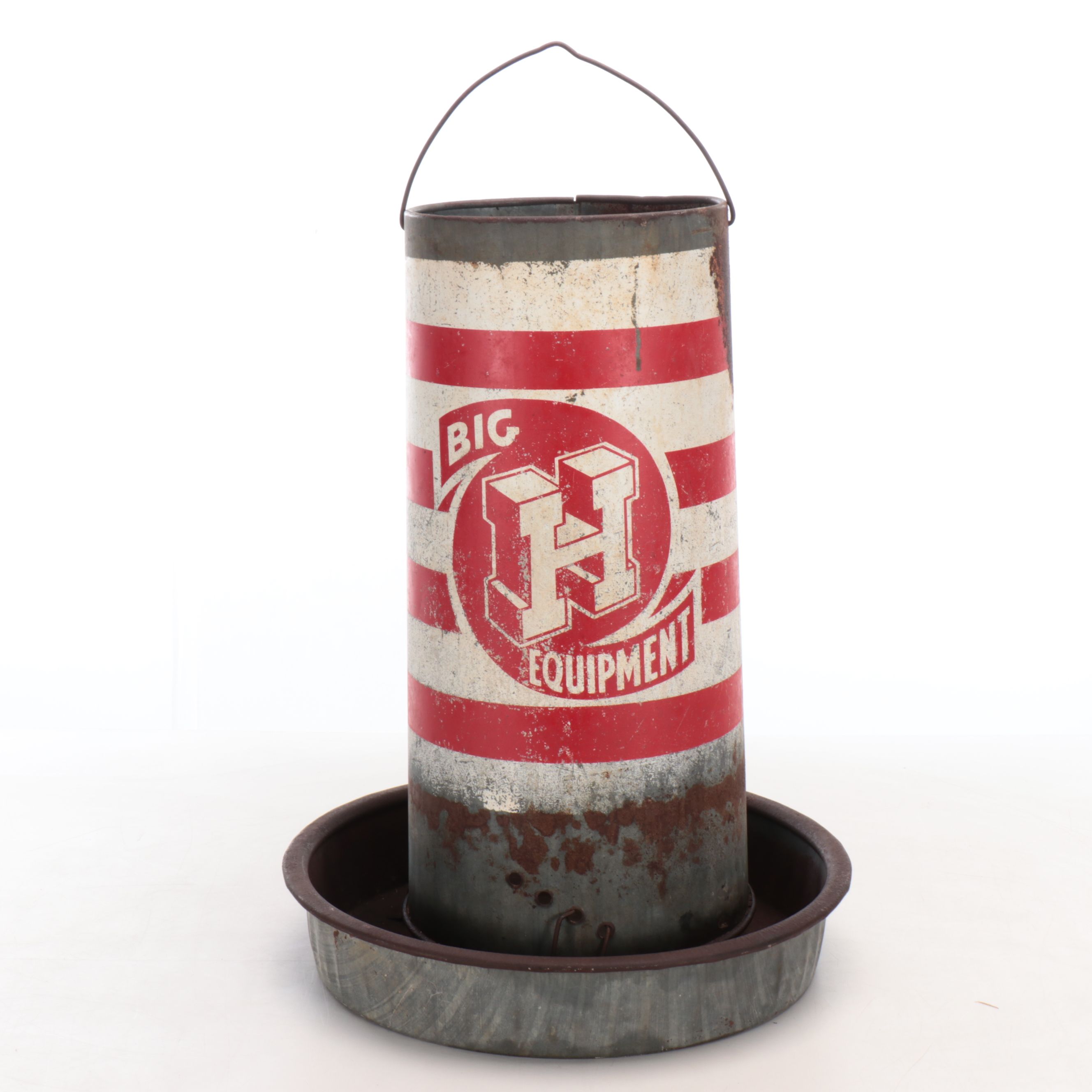 Big H Equipment Polychrome Metal Chicken Feeder, Vintage
