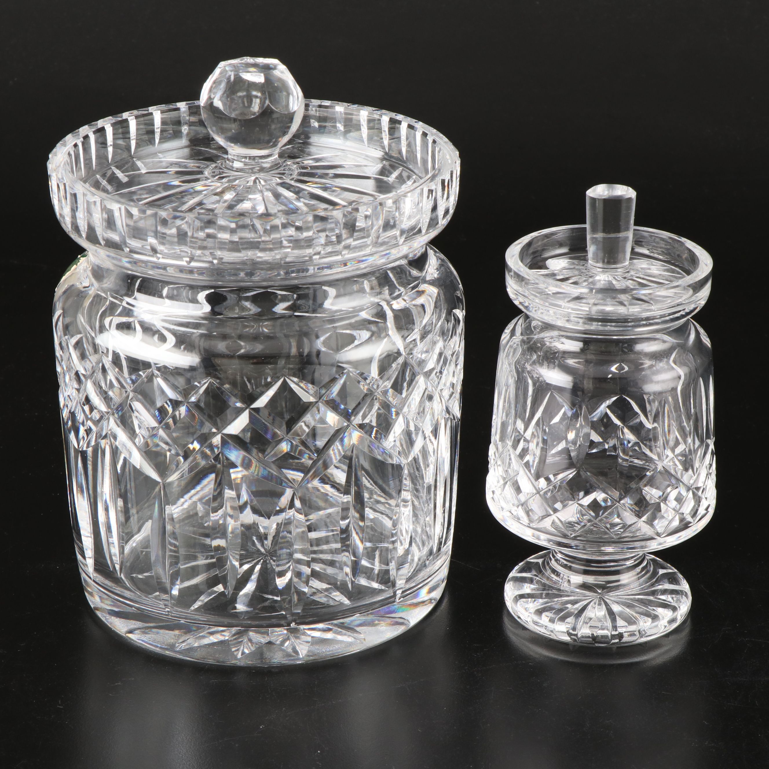 Waterford Crystal "Lismore" Biscuit Jar and Jam/Jelly Jar