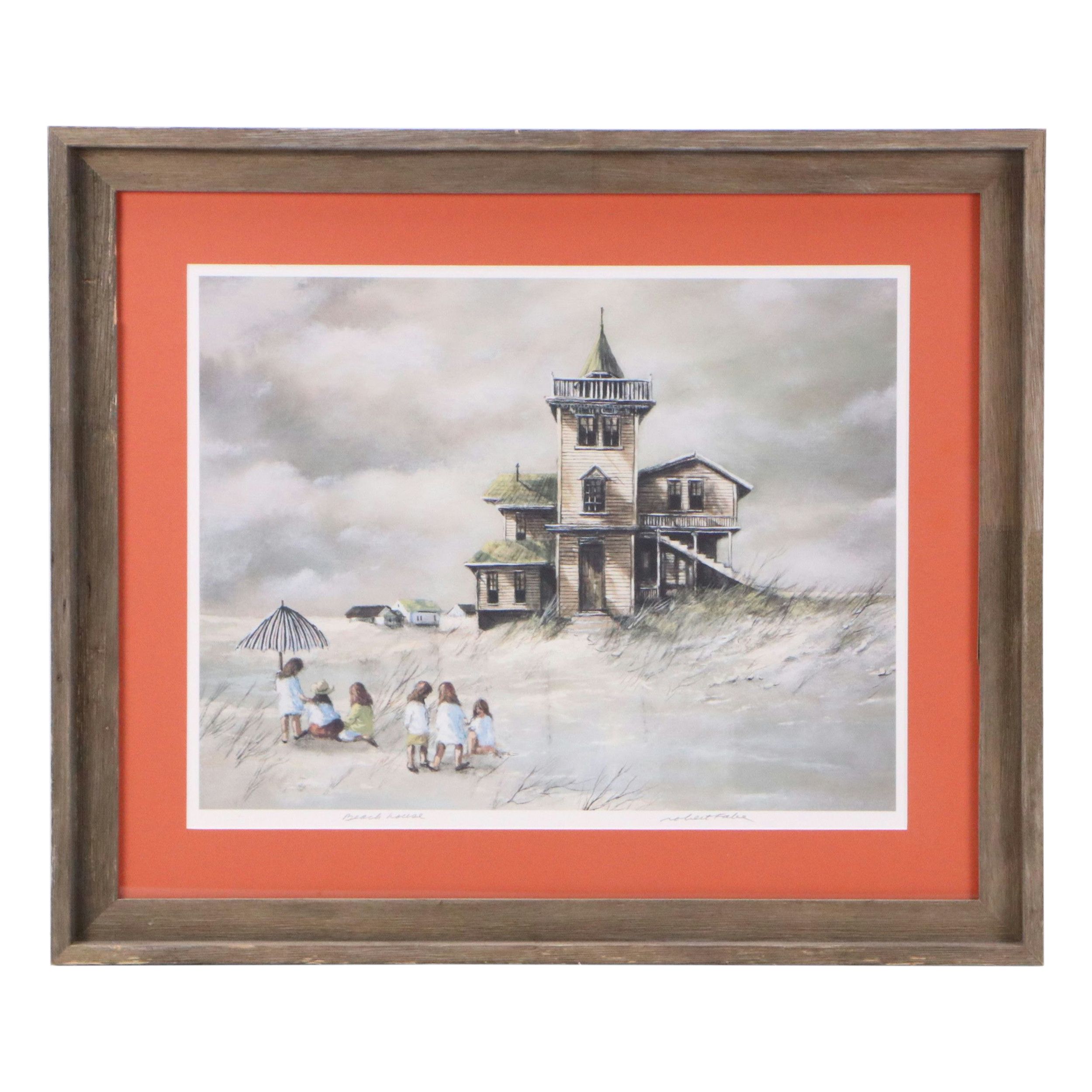 Robert Fabe Offset Lithograph "Beach House," Late 20th Century