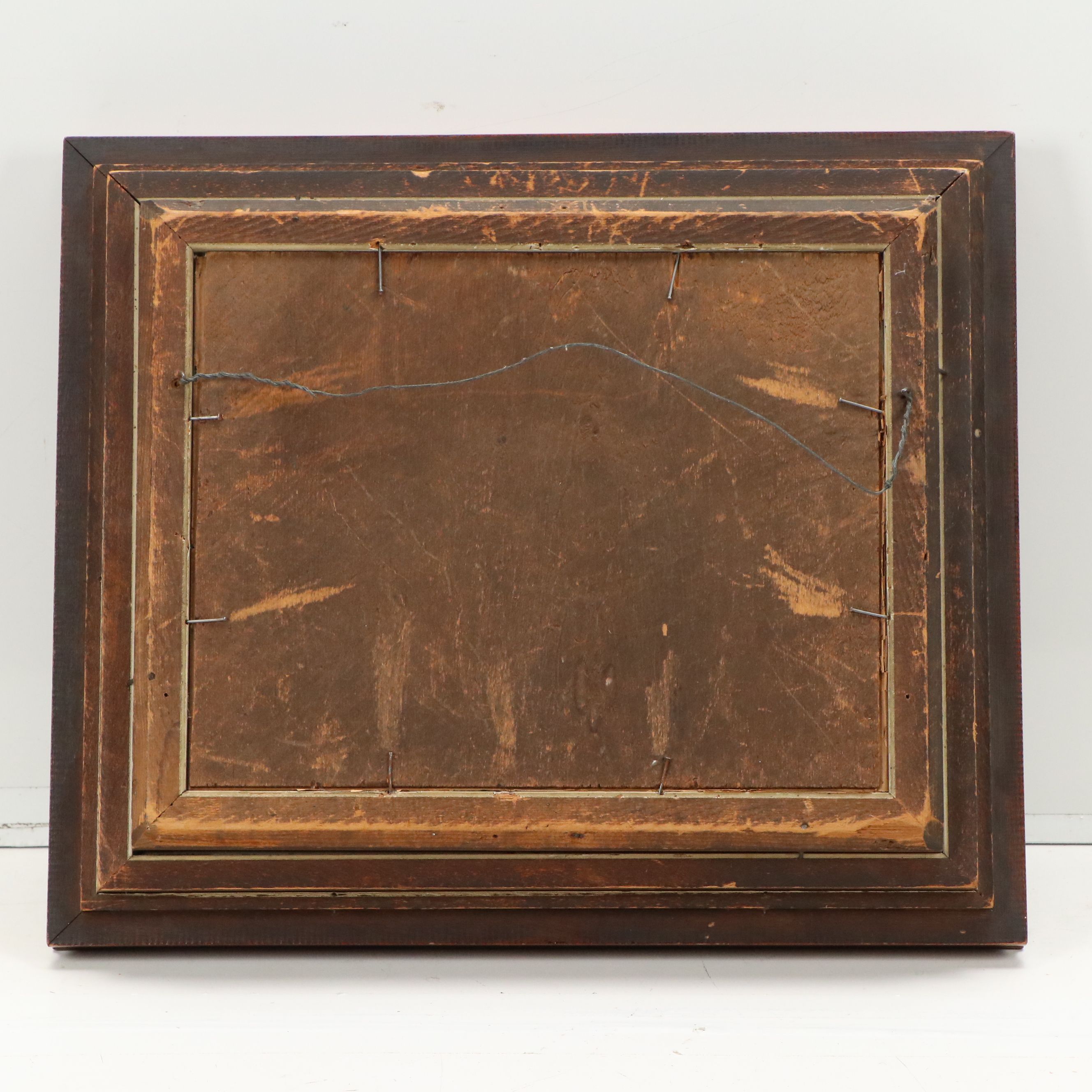 Pastel Drawing of Stony Riverbank with Marsh Grass and Trees, 20th Century