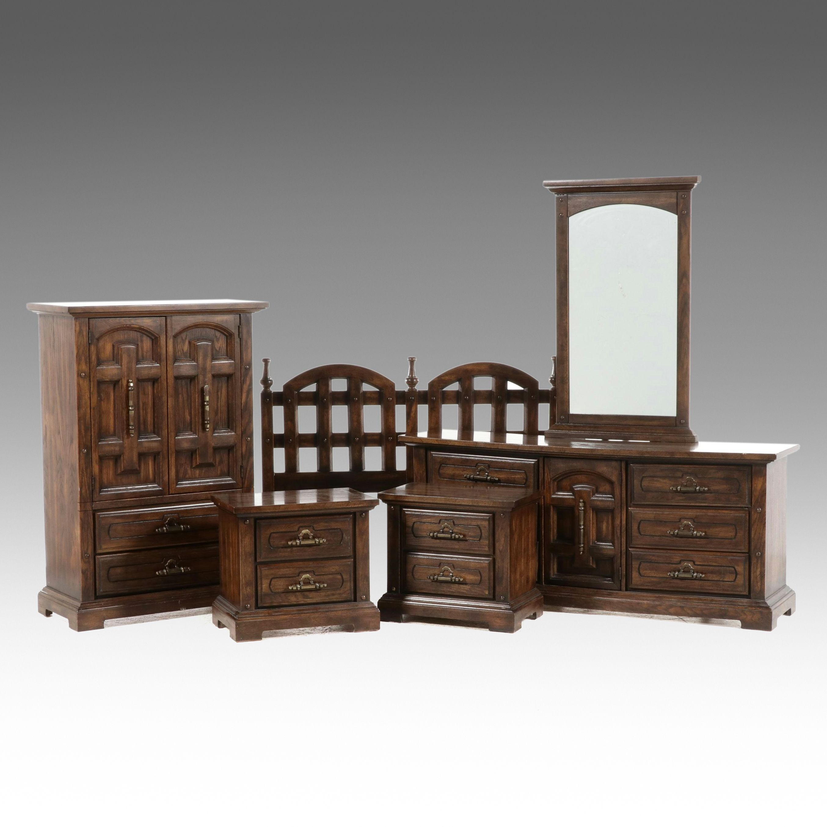 American of Martinsville Brutalist Style Bedroom Suite, Late 20th C.