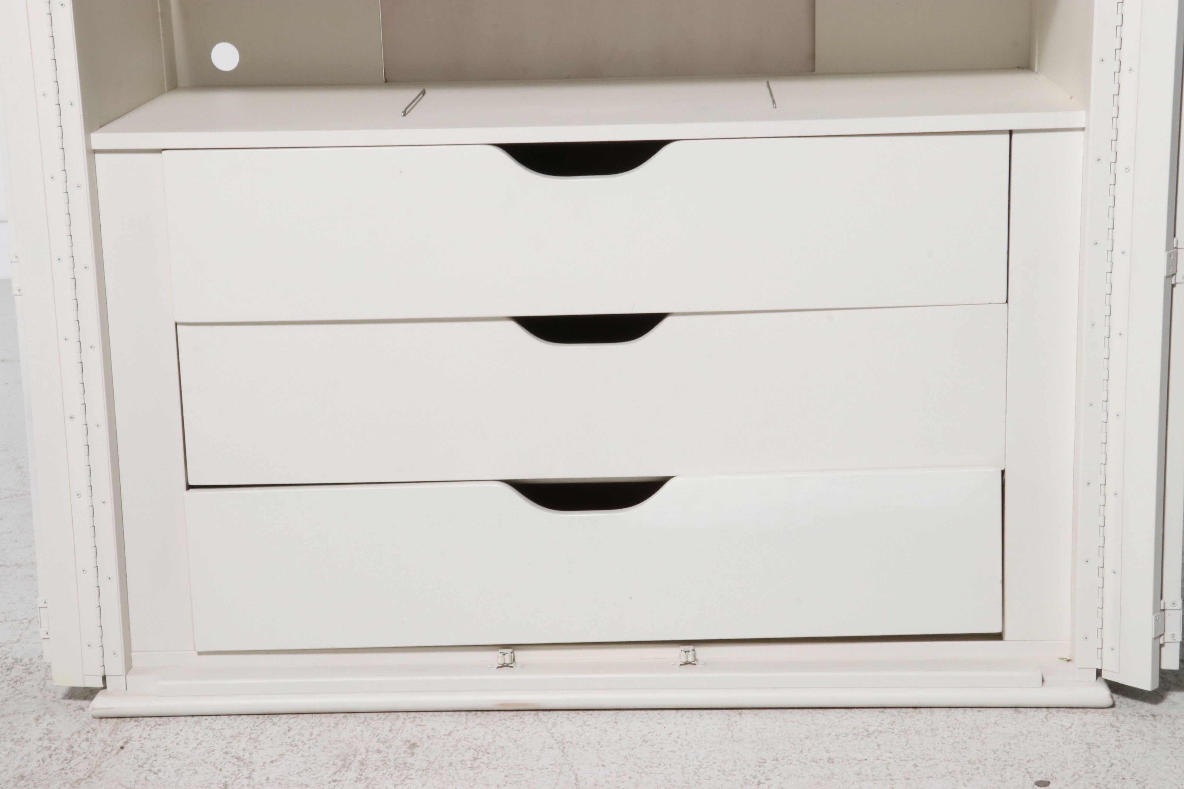 Stanley Furniture White Wood Coastal Style Shutter Front Armoire, 21st Century