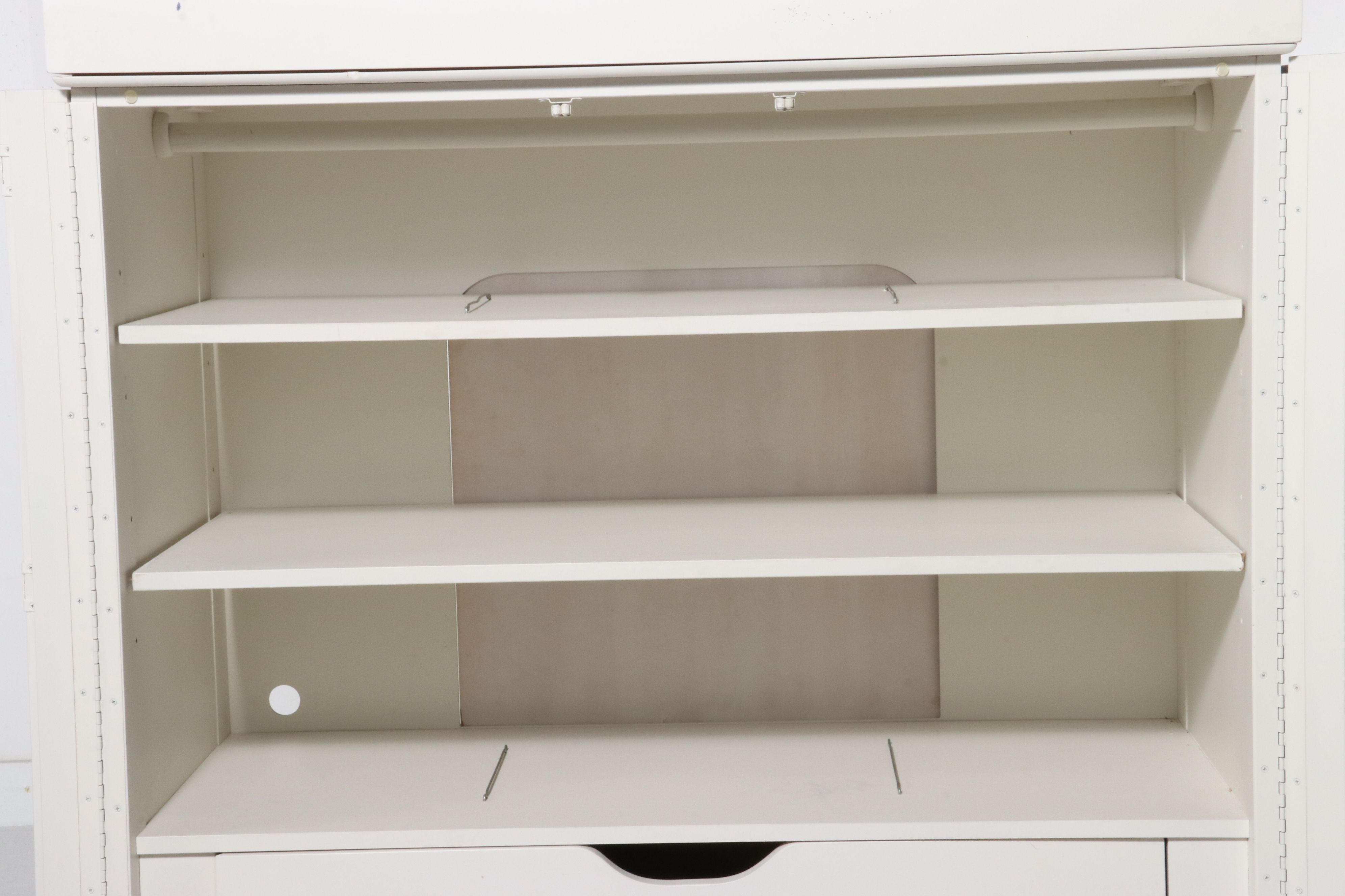 Stanley Furniture White Wood Coastal Style Shutter Front Armoire, 21st Century