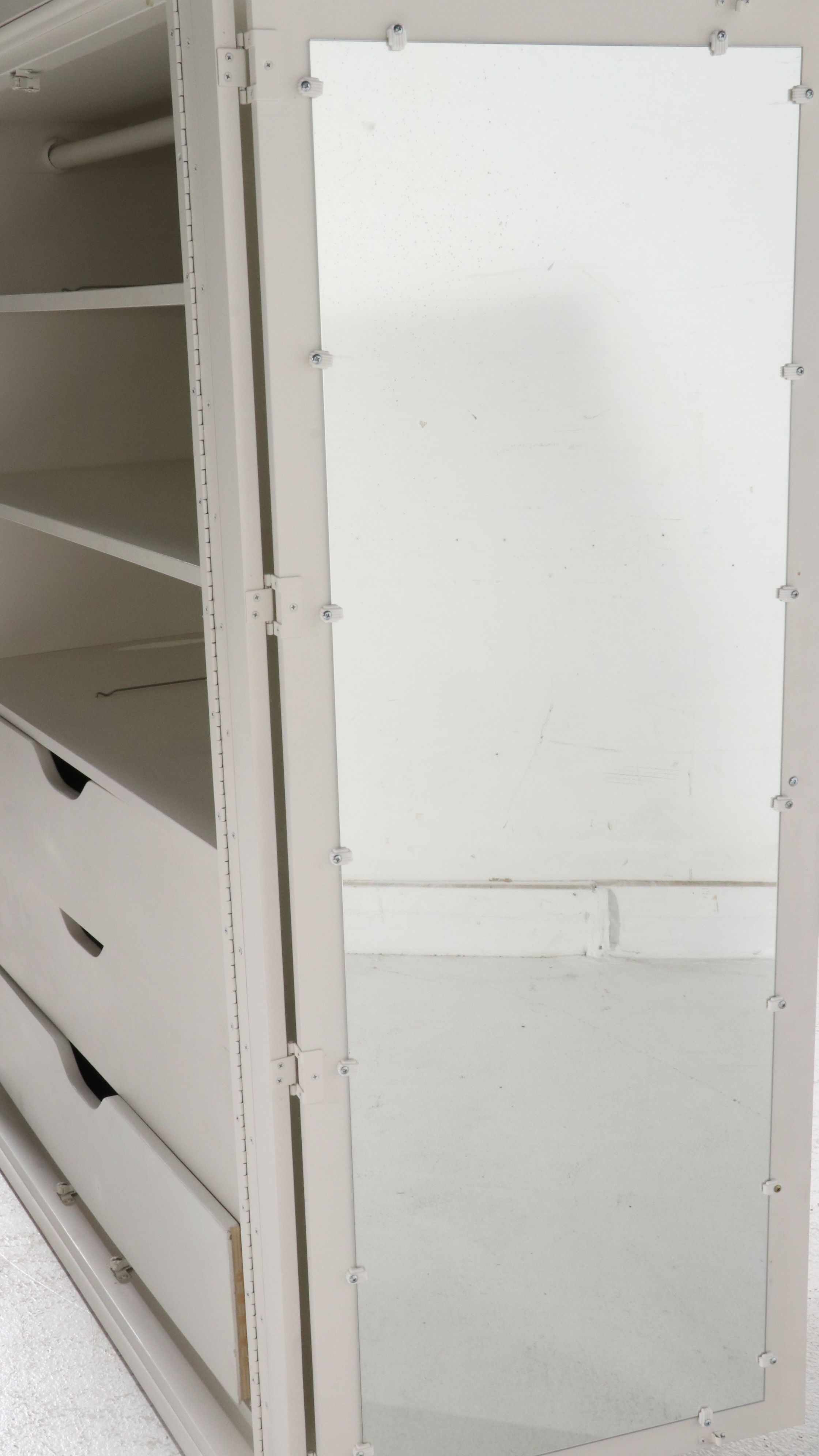 Stanley Furniture White Wood Coastal Style Shutter Front Armoire, 21st Century