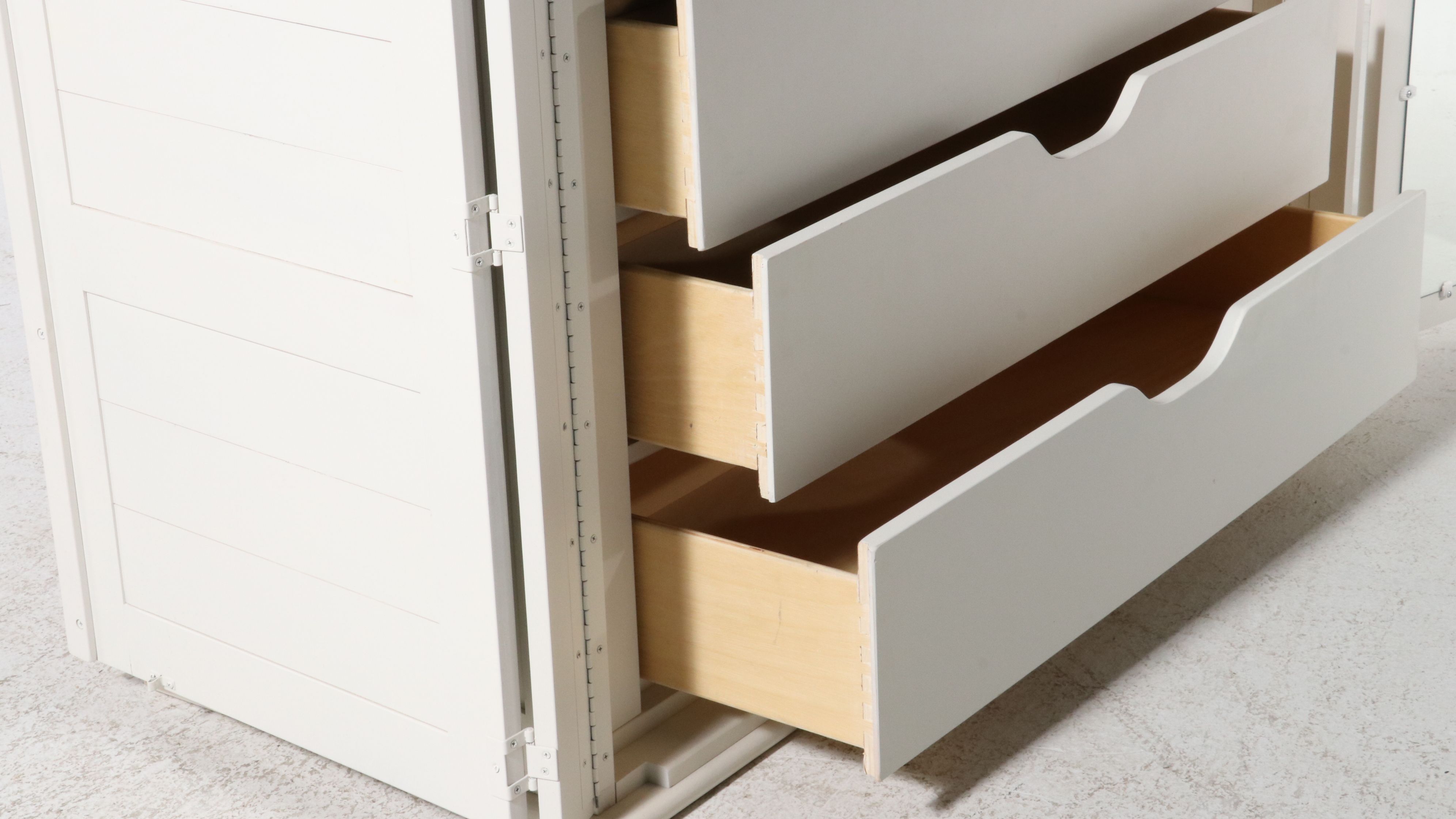 Stanley Furniture White Wood Coastal Style Shutter Front Armoire, 21st Century