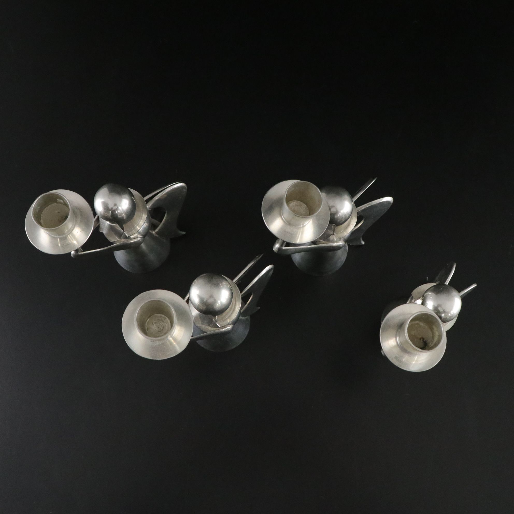 Angel Motif Crystal Figurine and Metal Candlestick Holders with Bells