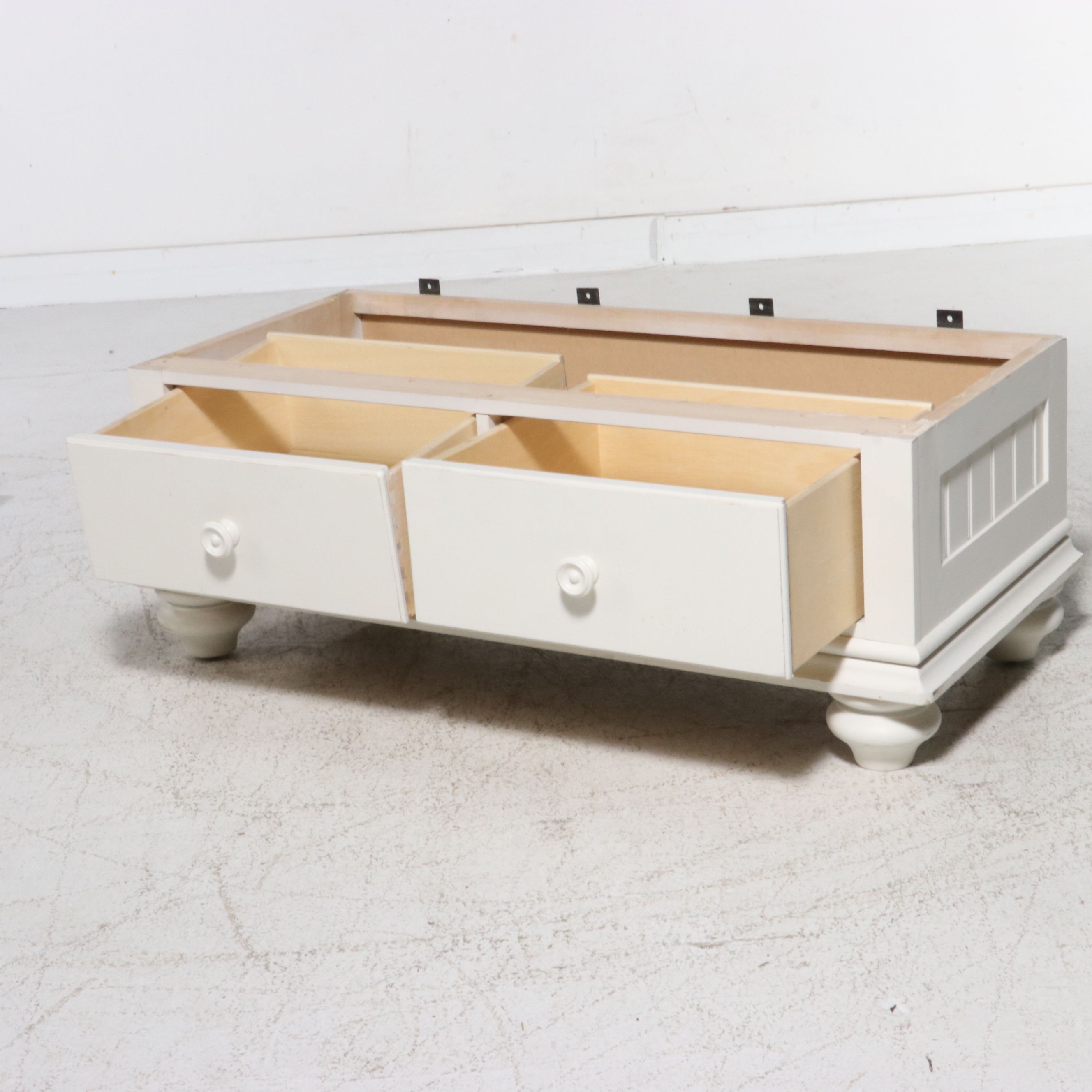 Stanley Furniture White Wood Coastal Style Shutter Front Armoire, 21st Century