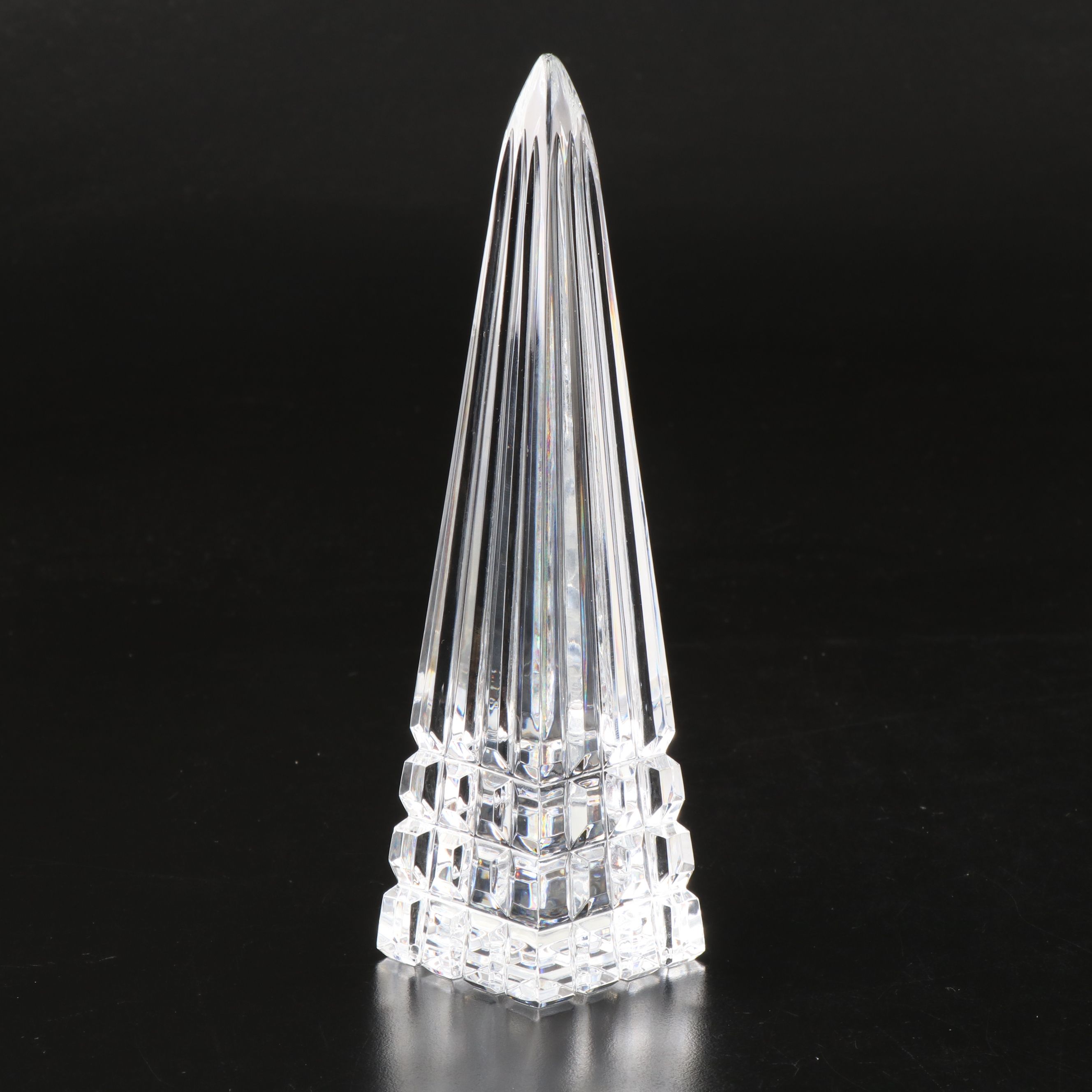 Waterford Crystal "Alana" Hurricane Lamp with Obelisk Paperweight