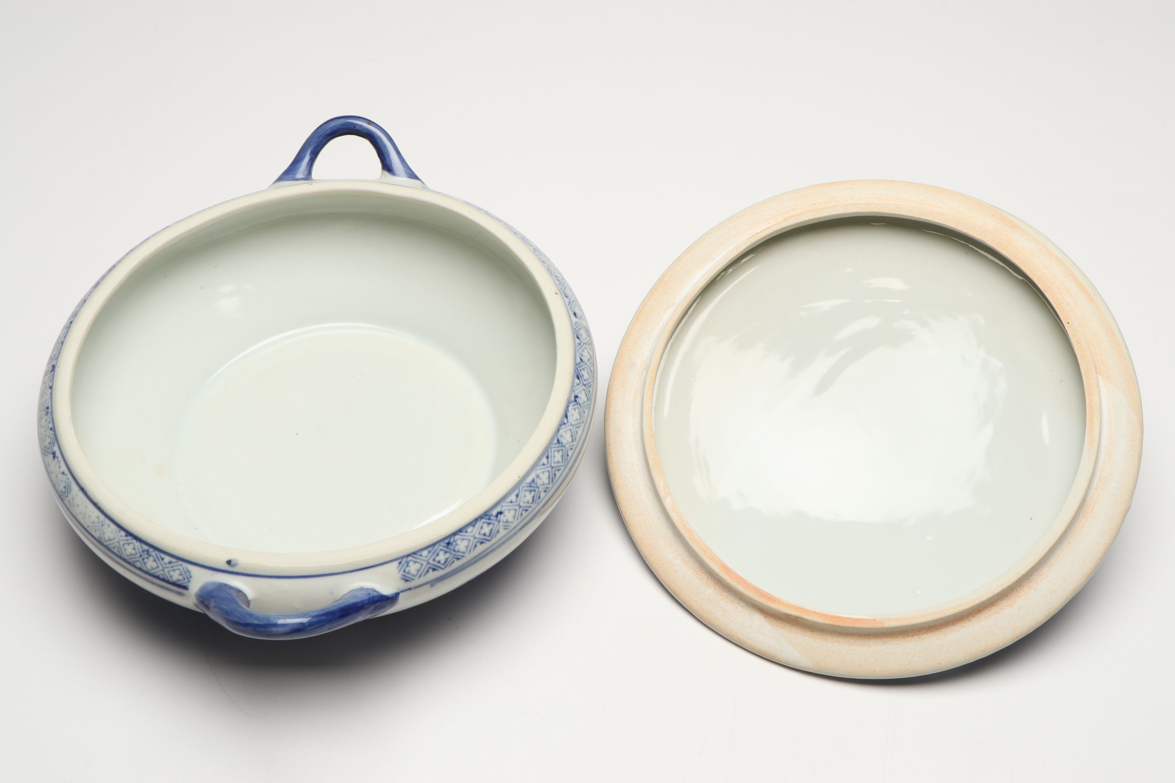 Chinese Blue and White Porcelain Covered Bowl and Pitcher