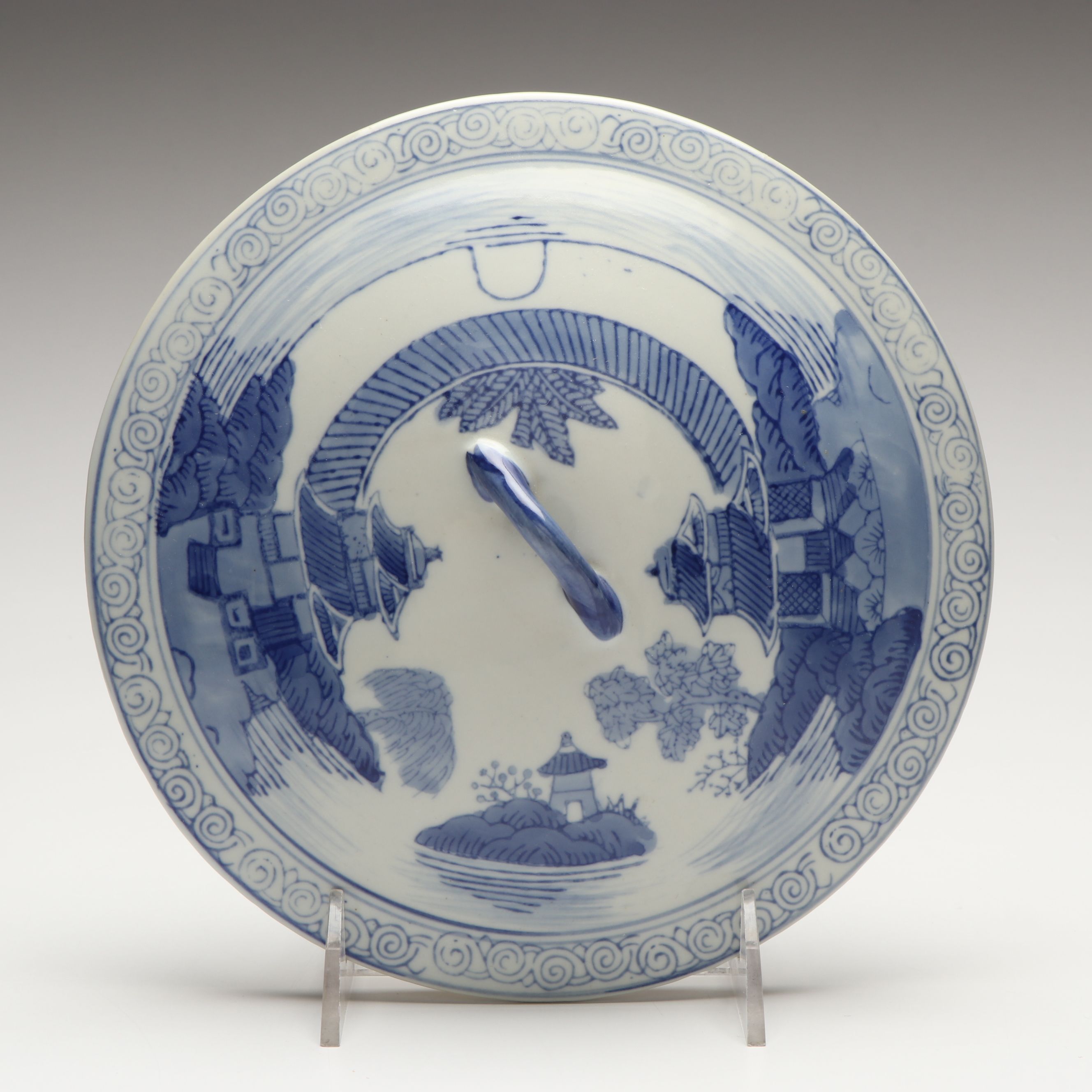 Chinese Blue and White Porcelain Covered Bowl and Pitcher