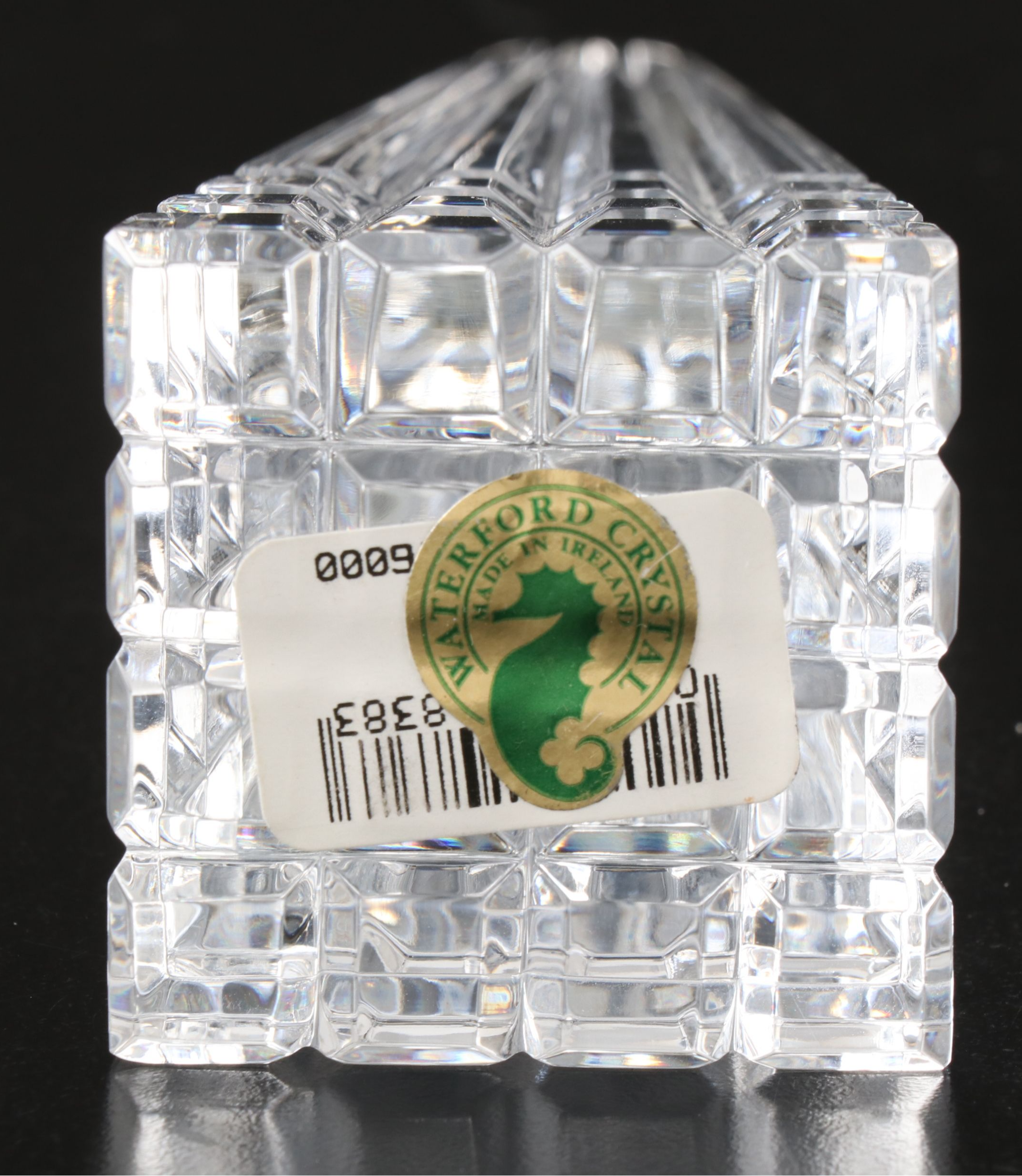 Waterford Crystal "Alana" Hurricane Lamp with Obelisk Paperweight