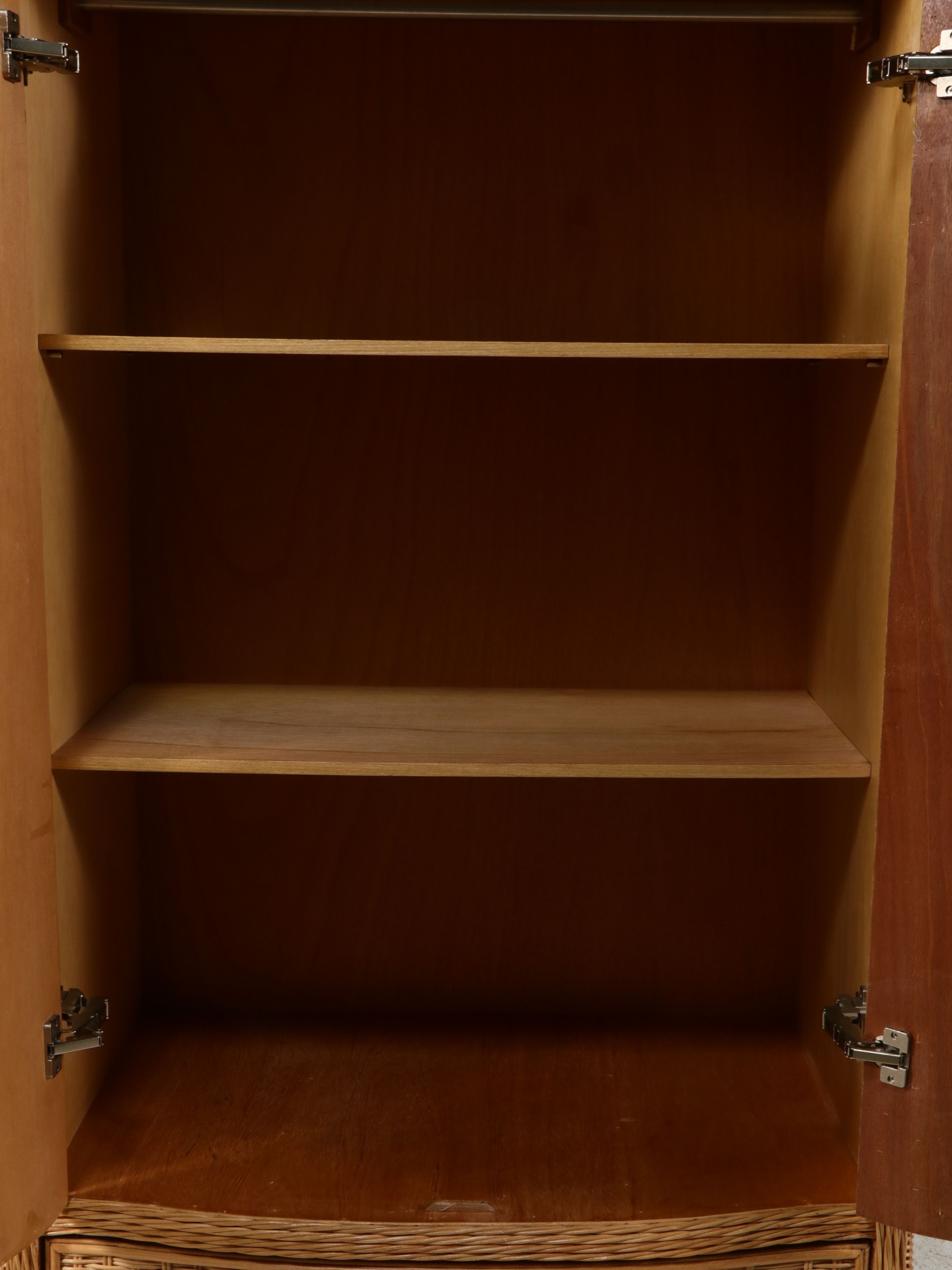 Pier 1 Imports Woven Wicker and Rattan Wardrobe Armoire, Late 20th Century