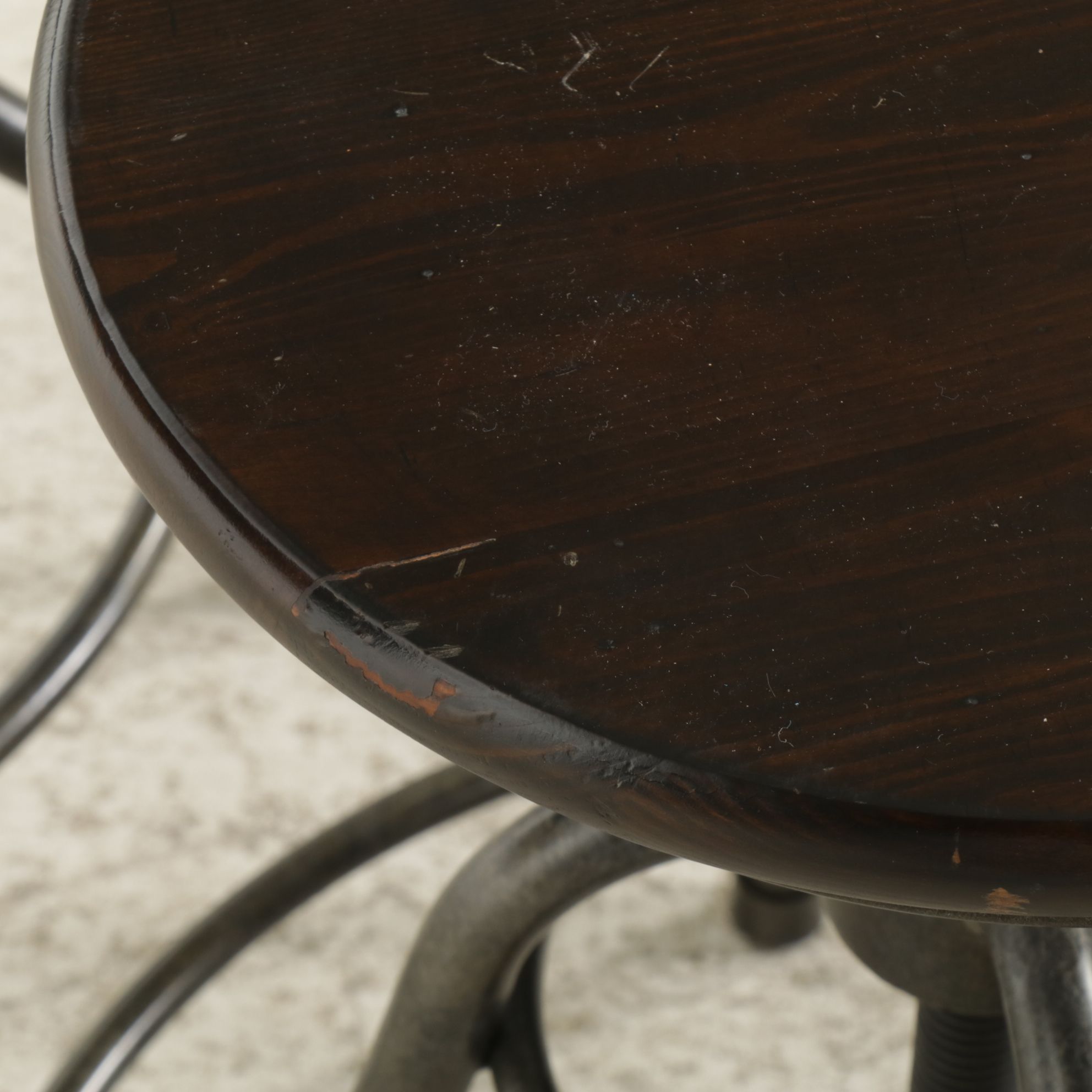 Five Industrial Style Adjustable Metal Stools with Wood Seats