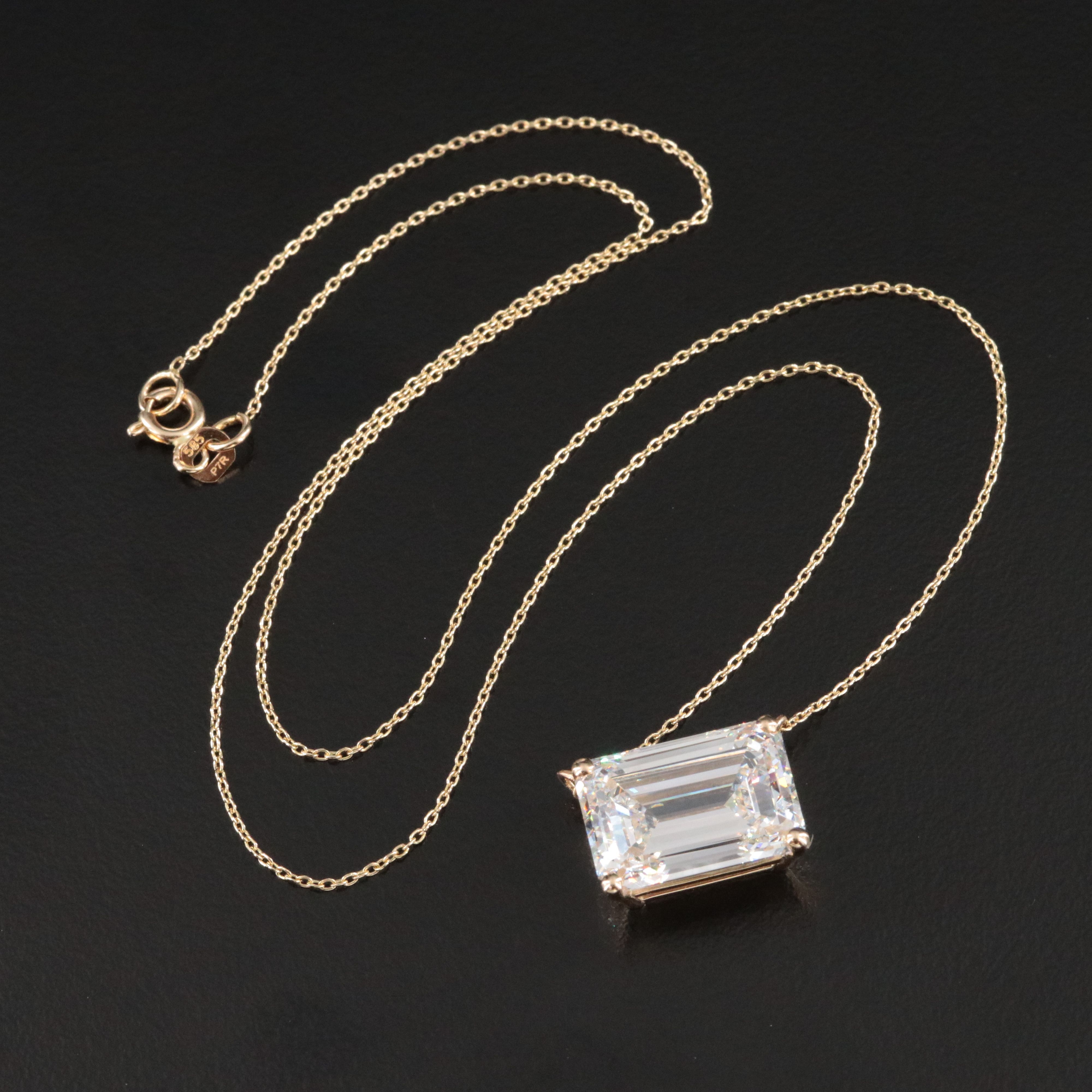 14K 10.20 CT Lab Grown Diamond Solitaire Necklace with IGI Report