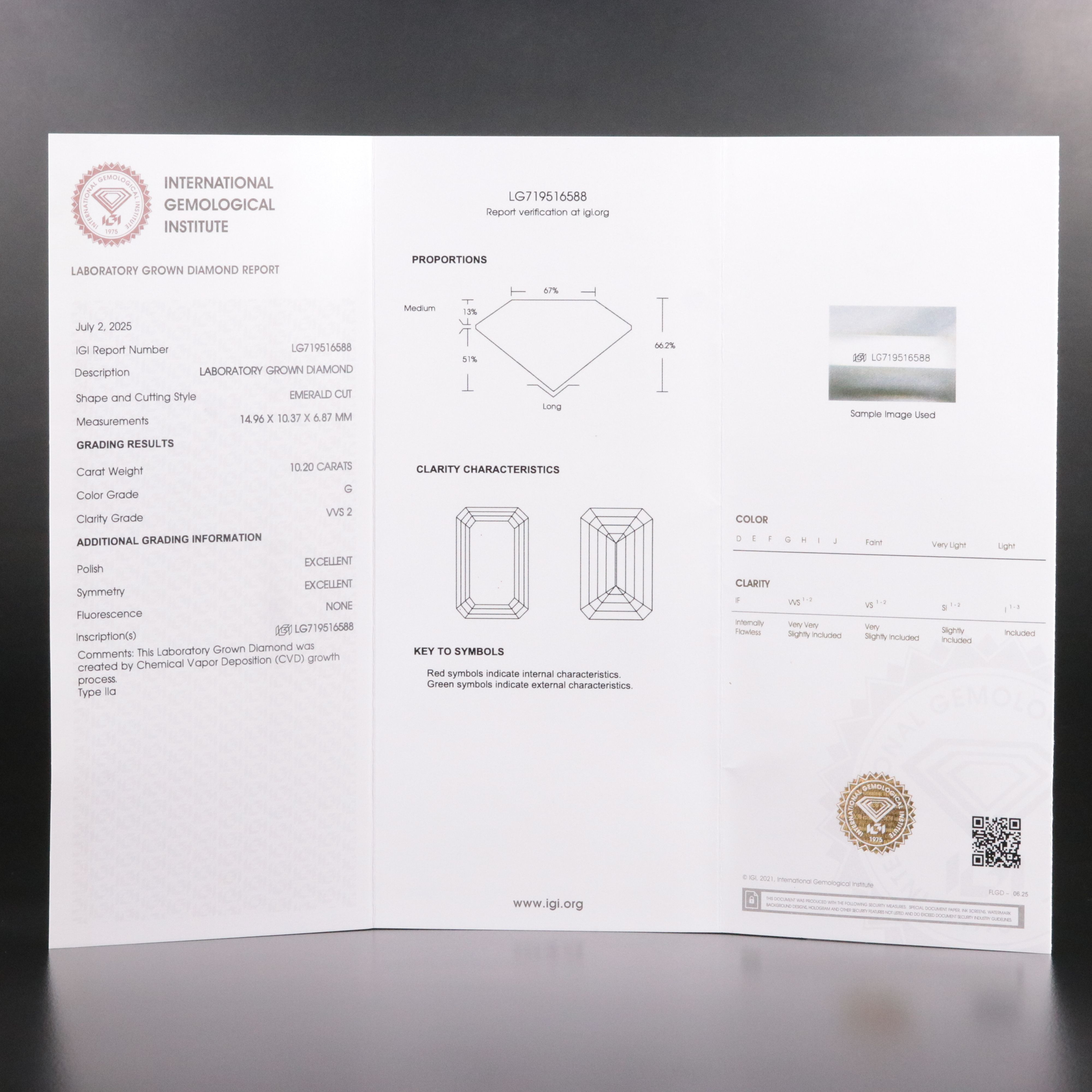 14K 10.20 CT Lab Grown Diamond Solitaire Necklace with IGI Report