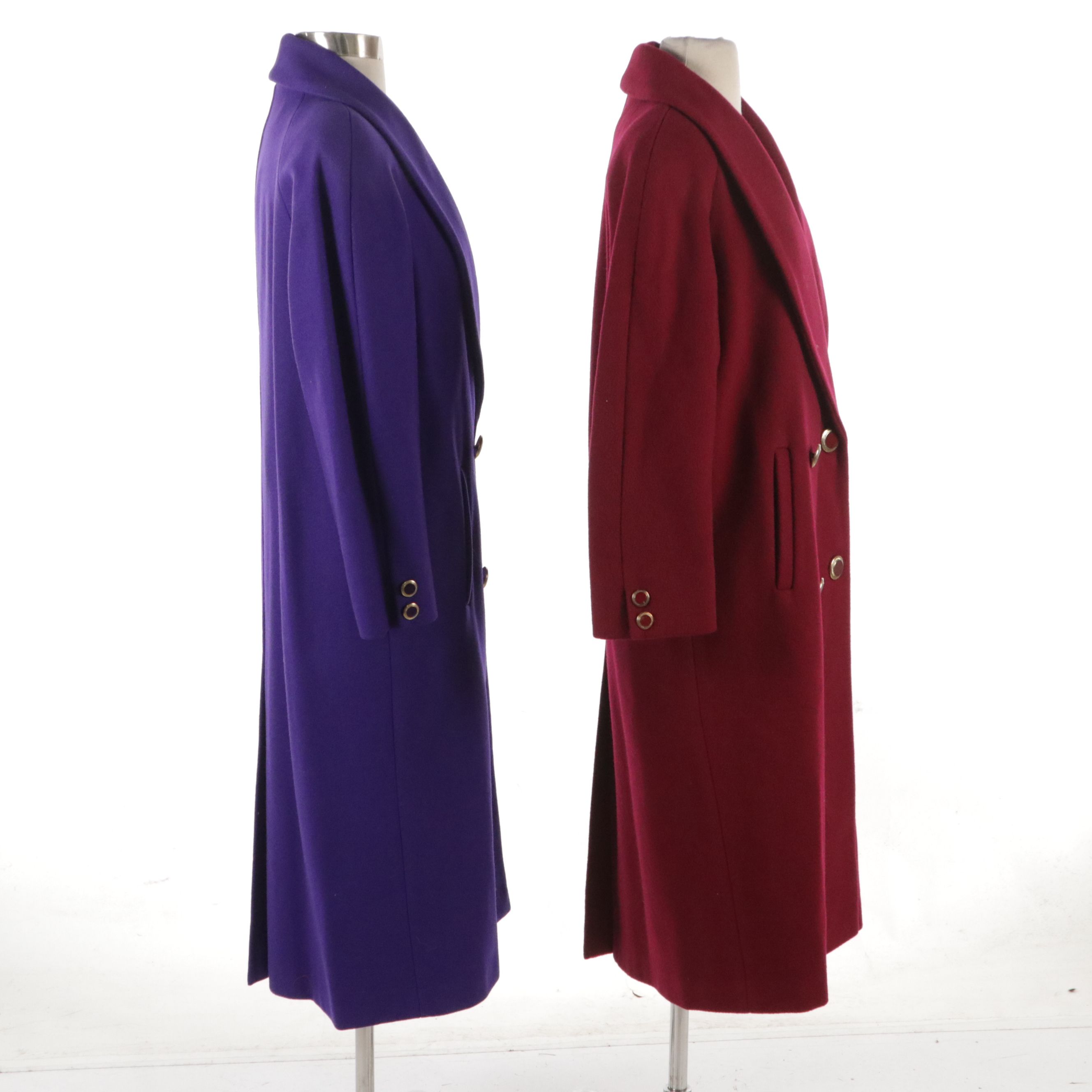 Petites by Lorovi Vintage Violet & Magenta Wool Double-Breasted Coats