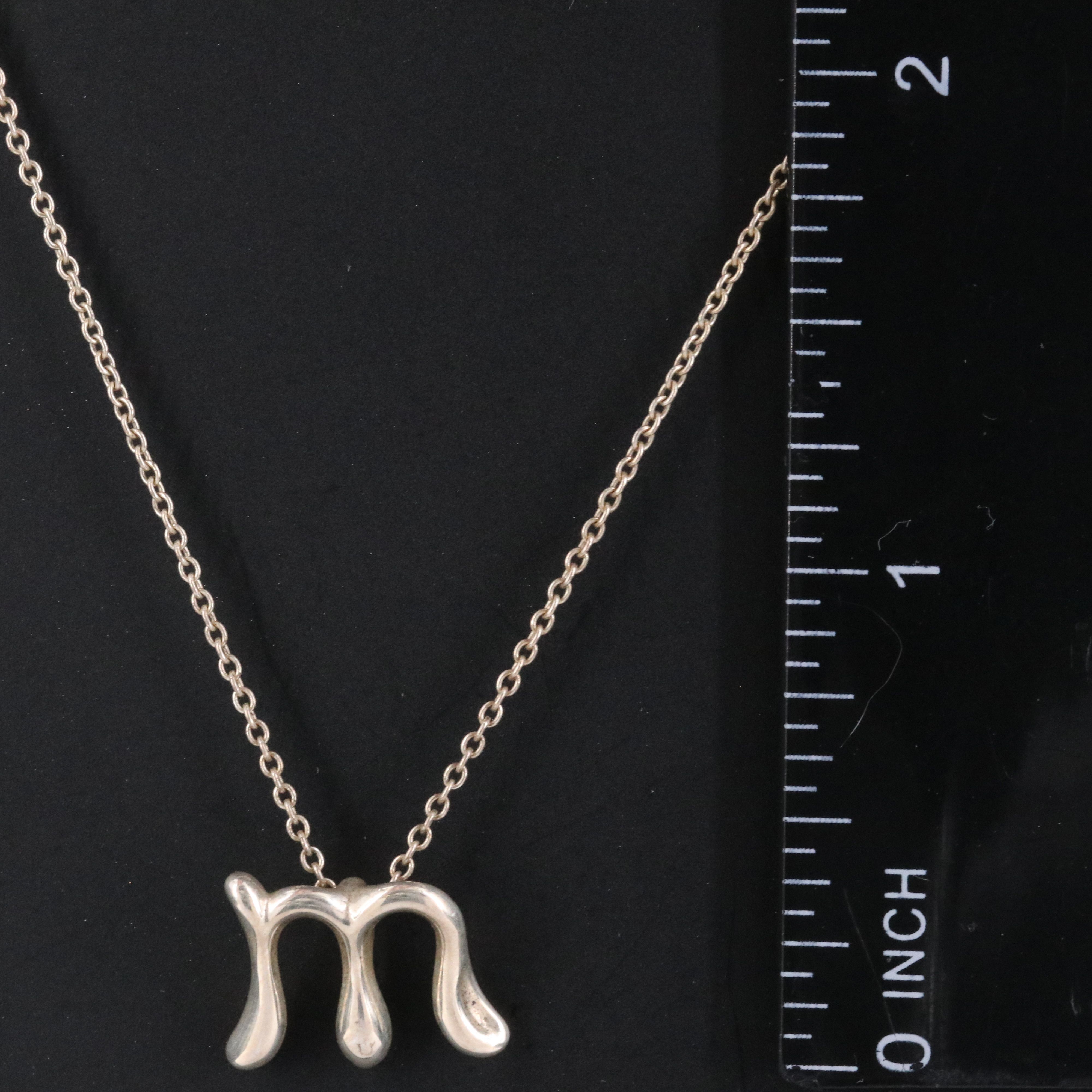 Elsa Peretti for Tiffany & Co. Alphabet Letter Sterling Initial M Necklace