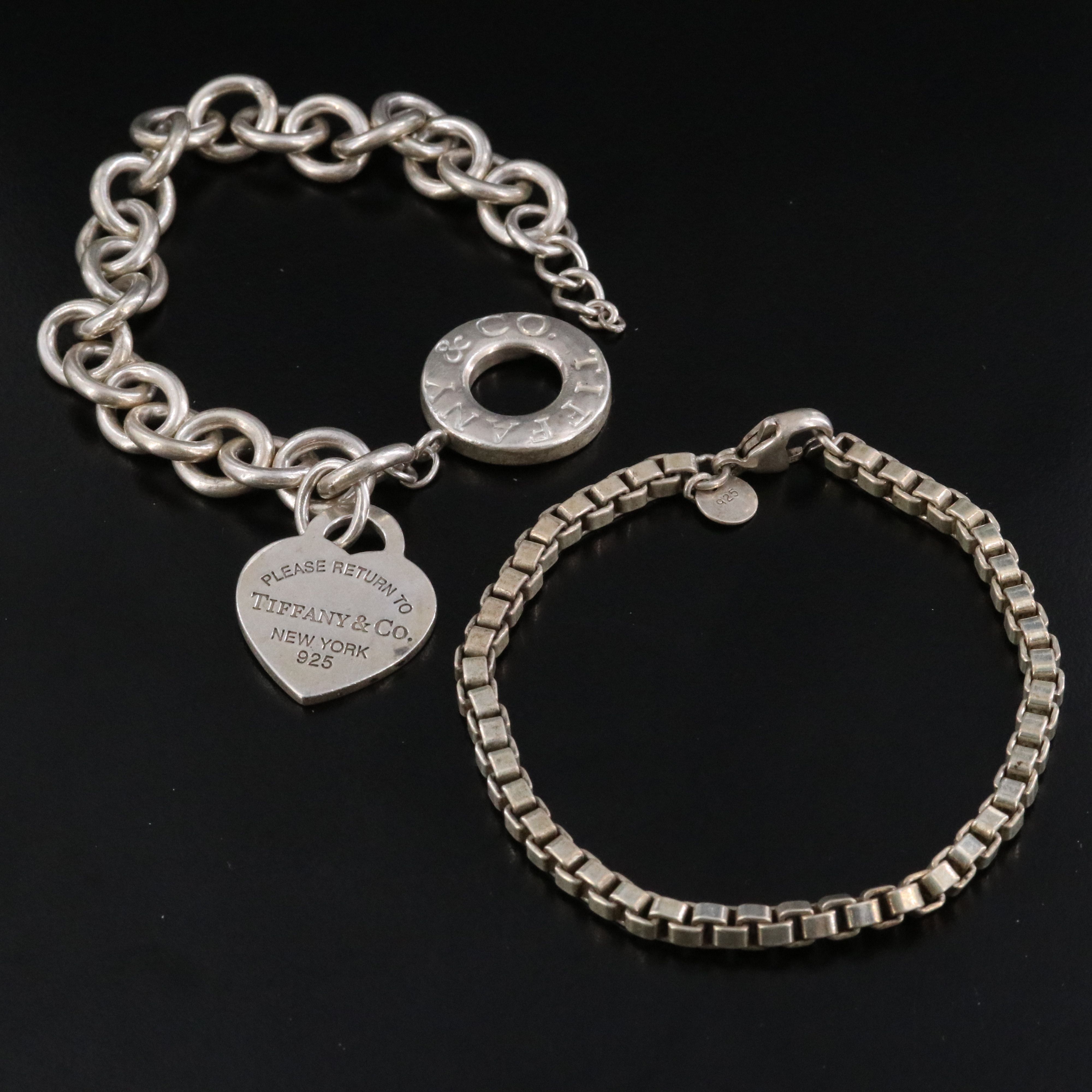 Tiffany & Co. Sterling Venetian Bracelet and Heart Tag Charm Bracelet