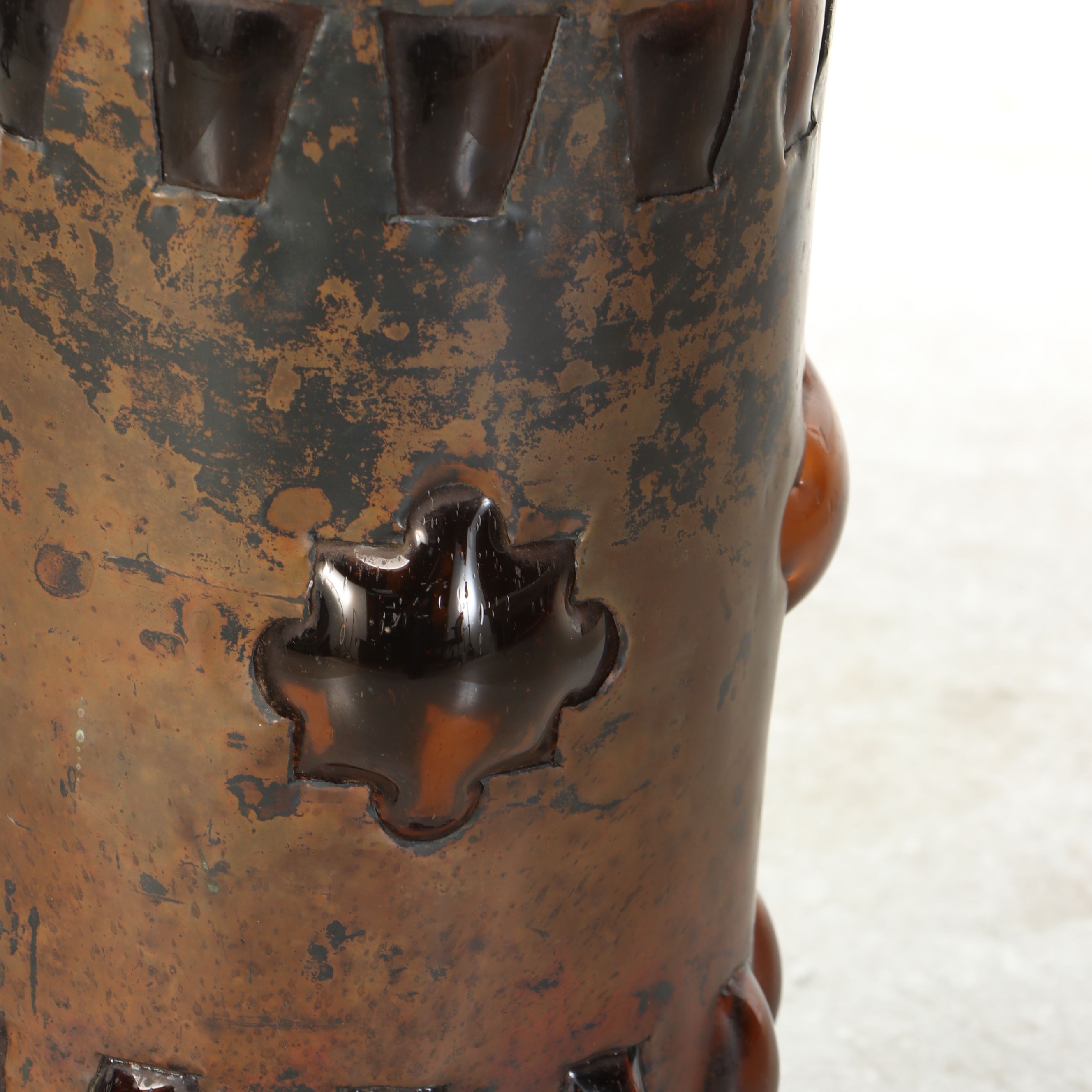 Frederick Cooper Brutalist Caged Glass Floor Lamp, Mid to Late 20th C.