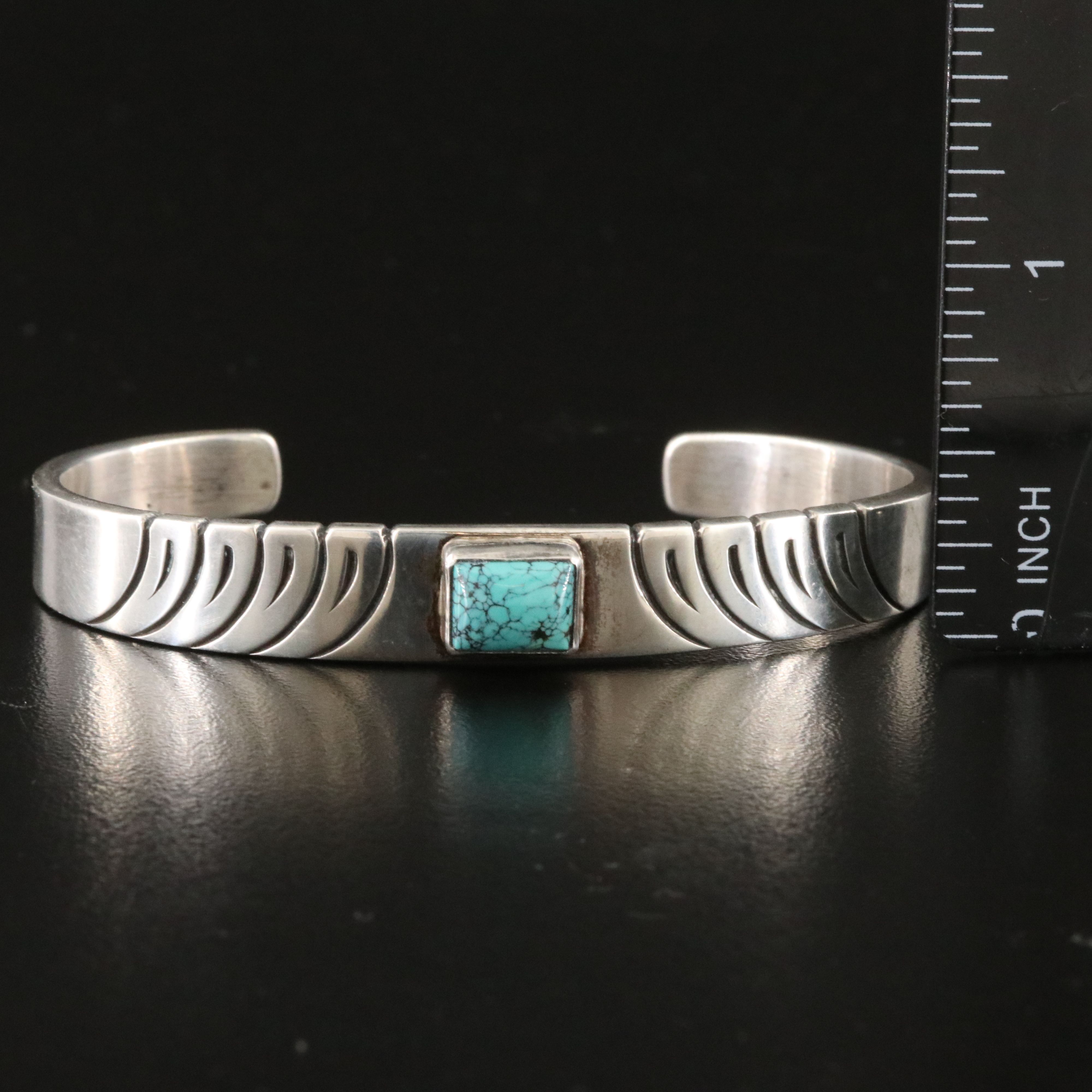 Steve Yellowhorse Navajo Diné Sterling Turquoise Cuff Bracelet
