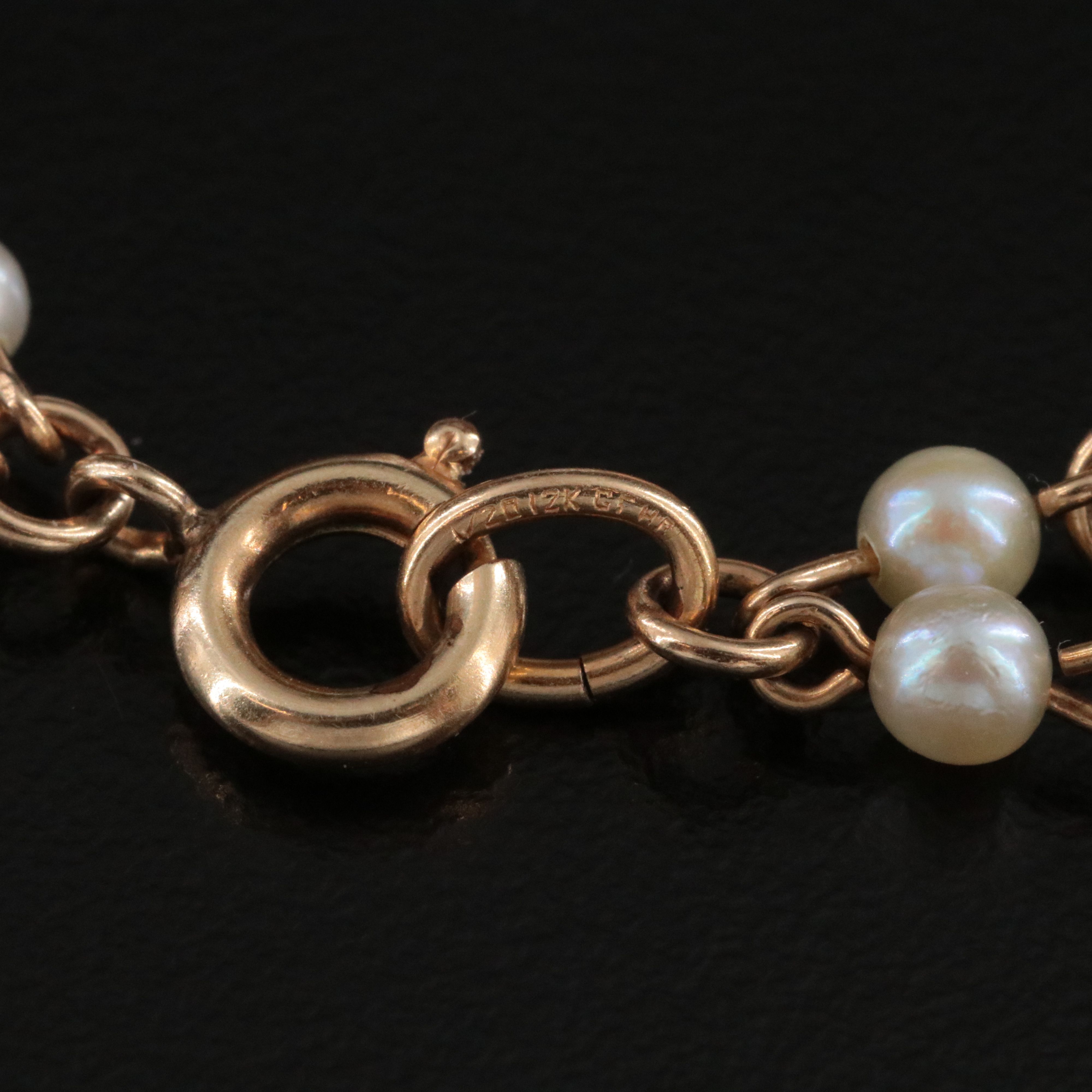 Vintage Bracelet Featuring Citrine, Connemara Marble and Seed Pearls